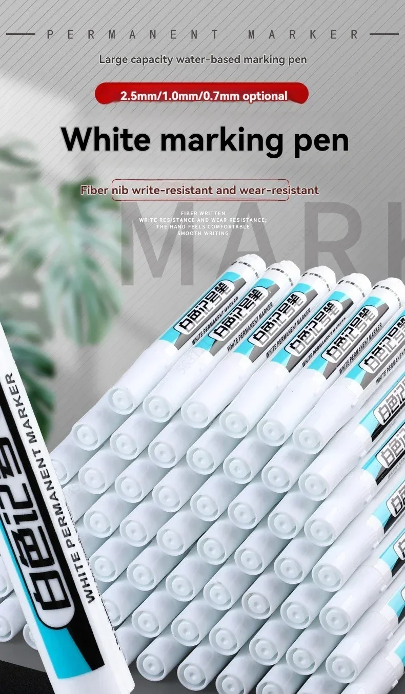 1/10/20 Stück weiße Permanentmarker-Set, 0,7/1,0/45 mm Marker, Farbstift, Tinte für Kunststoff, Leder, Glas, Stein, Metall, Kunstbedarf – Detail 1