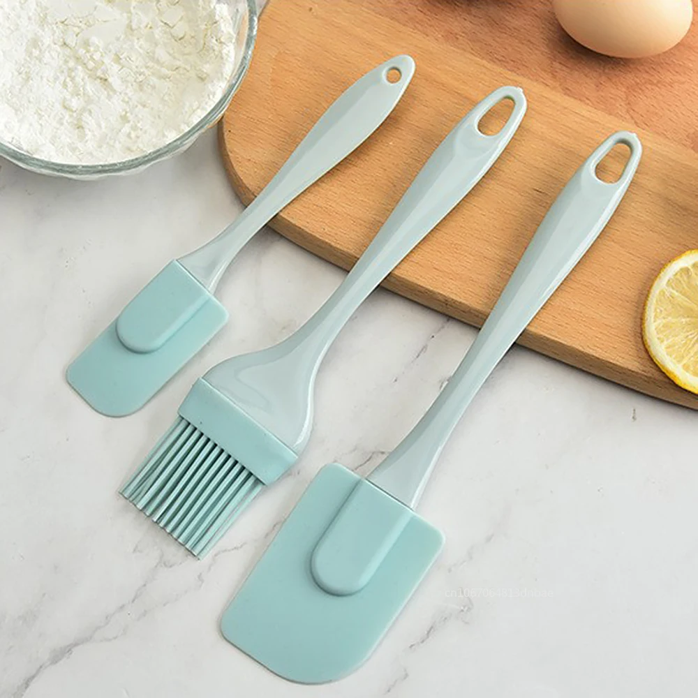 3PCS Cream Scraper DIY Bread Cake Butter Spatula Mixer Oil Brush Silicone Spatula Non-stick Cooking Kitchen Baking Tools