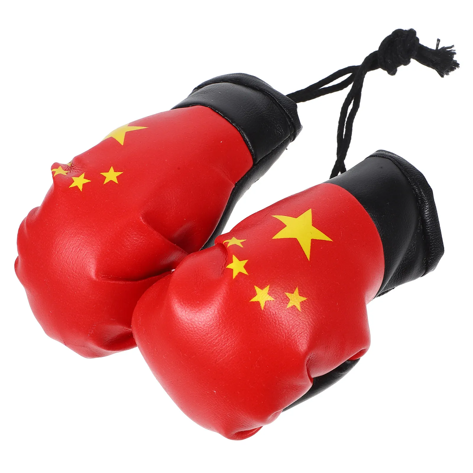 1Pair Boxing Gloves Mini Pendant Keychain Chinese Flag Motif Eye Catching Lightweight Multi Use Decor for Car Rearview Mirror