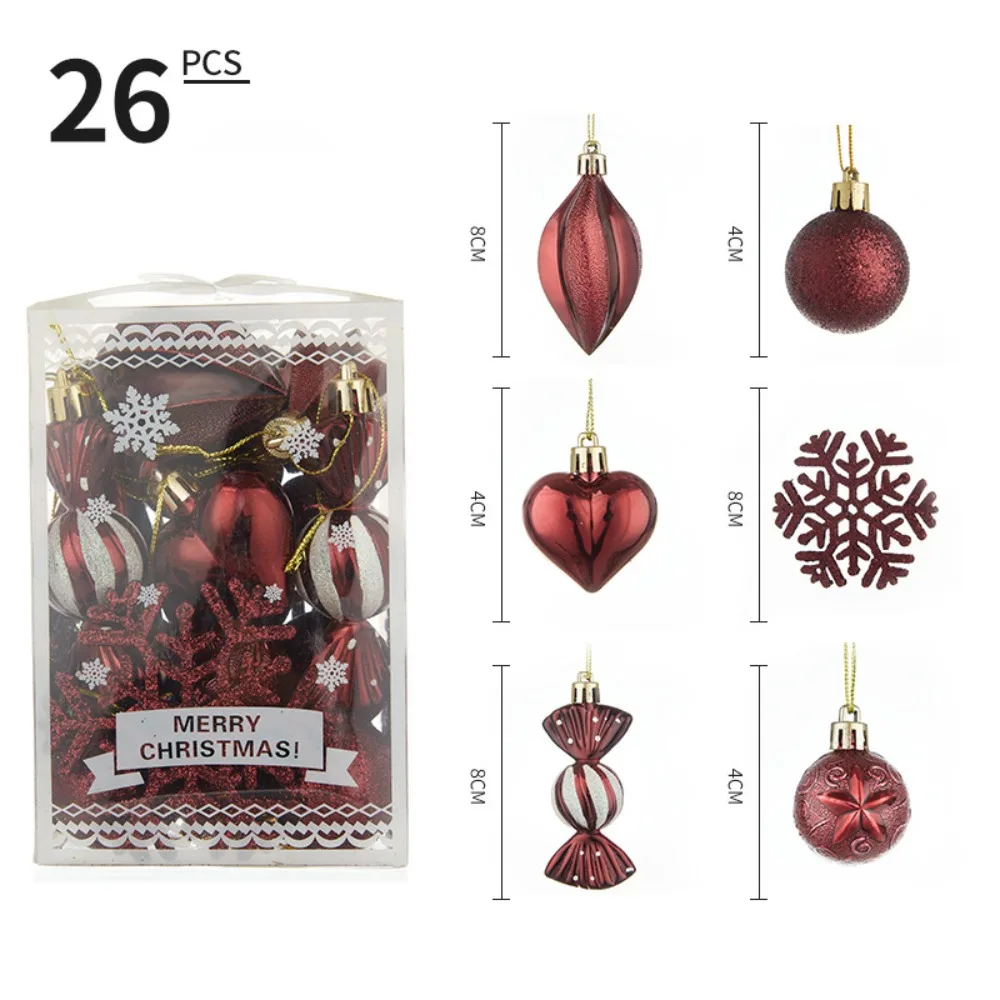 26PCS Assorted Shapes Christmas Tree Ornaments Multi-Piece Set Hanging Pendant Hanging Pendant Decorations Pine Cone Design