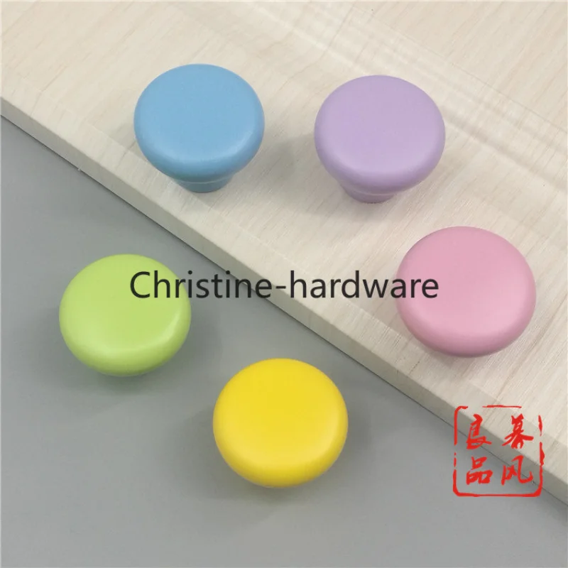 Colorful And Cute Children's Cabinet Door Drawer Handle, Modern And Simple Solid Wood Single Hole Circular Small Wooden Handle