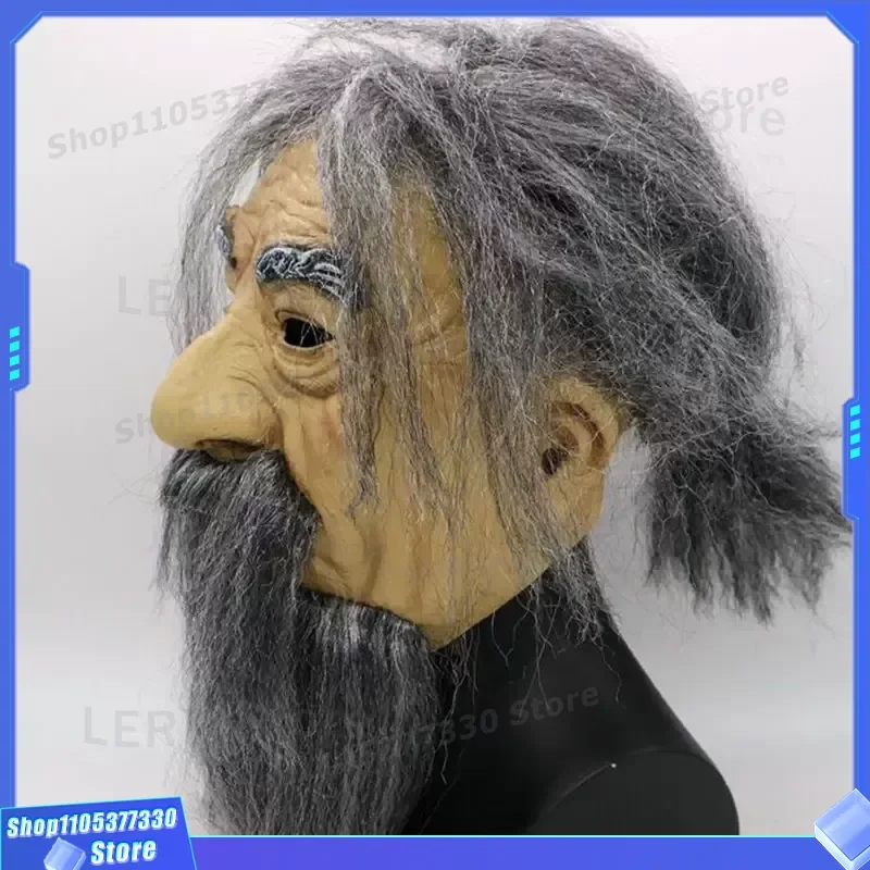 Scary Grandpa Mask Funny Old Man Monster Devil Hood Halloween Cosplay Props for Party Prank Horror Theme Costume Accessory