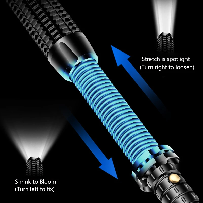 Auto-defesa lanterna impermeável, Super brilhante para emergência, Equipamento anti-motim, Lanterna Baton Telescópico Recarregável