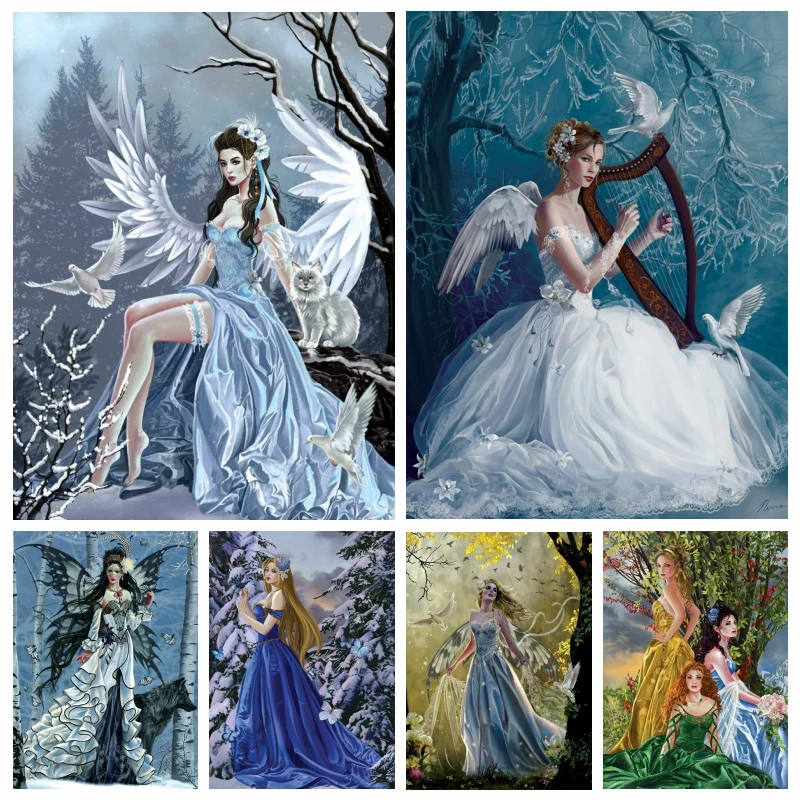 

Snow Winter Angel Diamond Painting Cross Stitch Forest Queen Elf Full Square Round Drills Kits Handmade Gift Home Decor