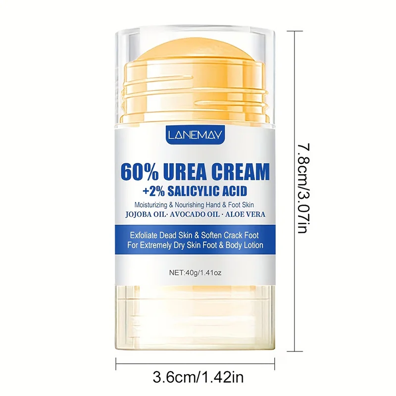 Creme de Pés Ultra Hidratante, Aloe Vera para Amaciar Pés Secos e Rachados, Esfoliação Suave, Solução Diária para Cuidados com os Pés, 60% de Ureia