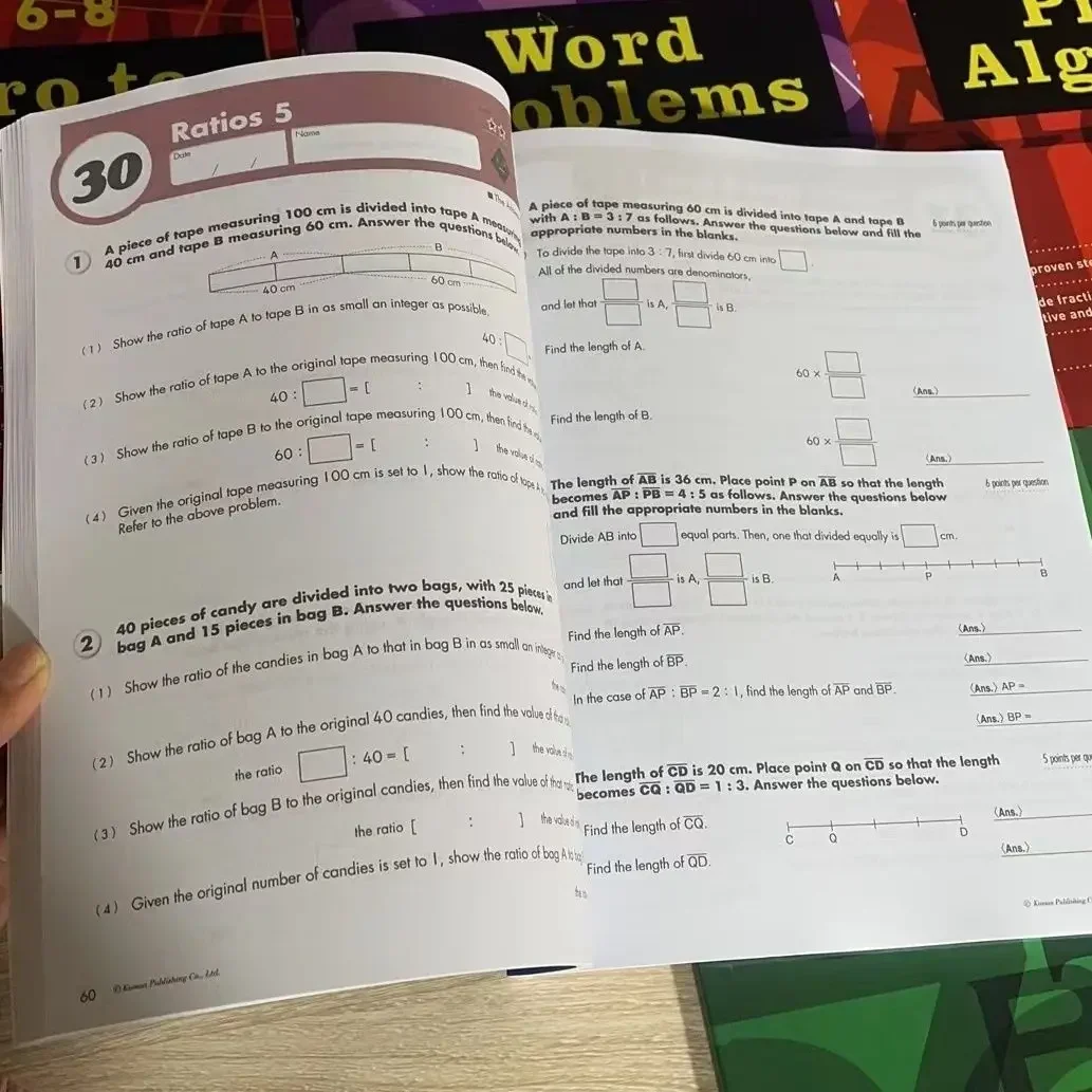 5 Books/Set Kumon GEOMETRY Junior High Middle School Math Workbook Mathematics Exercise Practice Grade 6-8 For Age 10-15