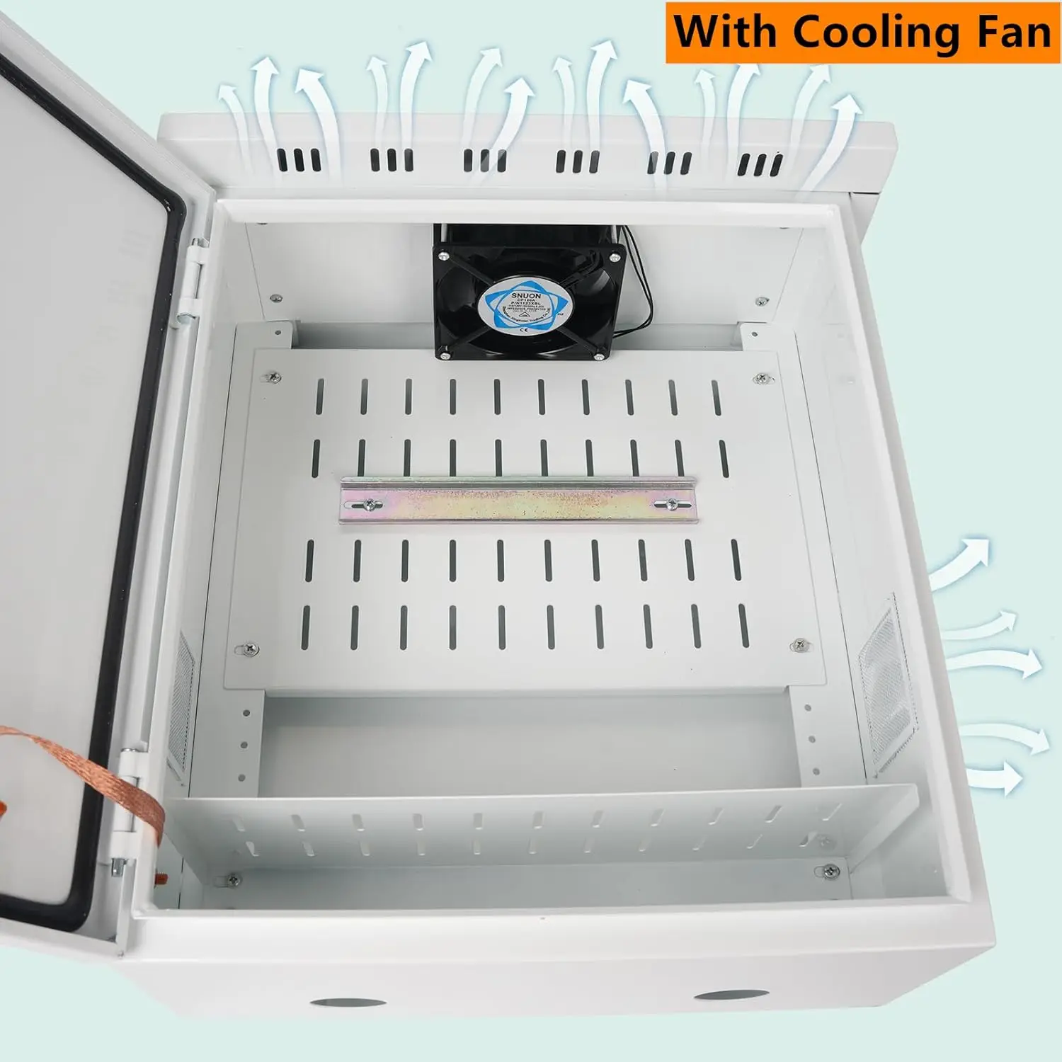 Outdoor Electrical Box with Cooling Fan 20'' x 16'' x 8'' Ventilation Design Electrical Enclosure Box IP65 Waterproof Electrical