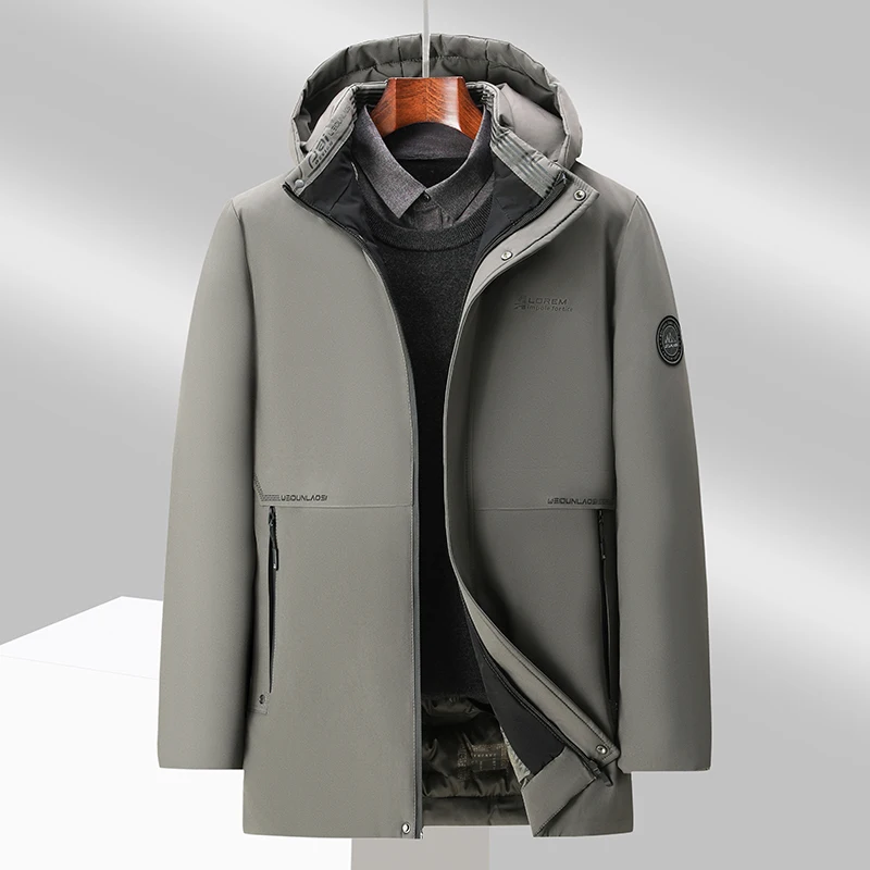 Parka en graphène épaissi pour hommes, manteau en coton à capuche amovible, veste chaude, poignée coupe-vent décontractée, affaires, mode masculine, hiver, nouveau, 2024