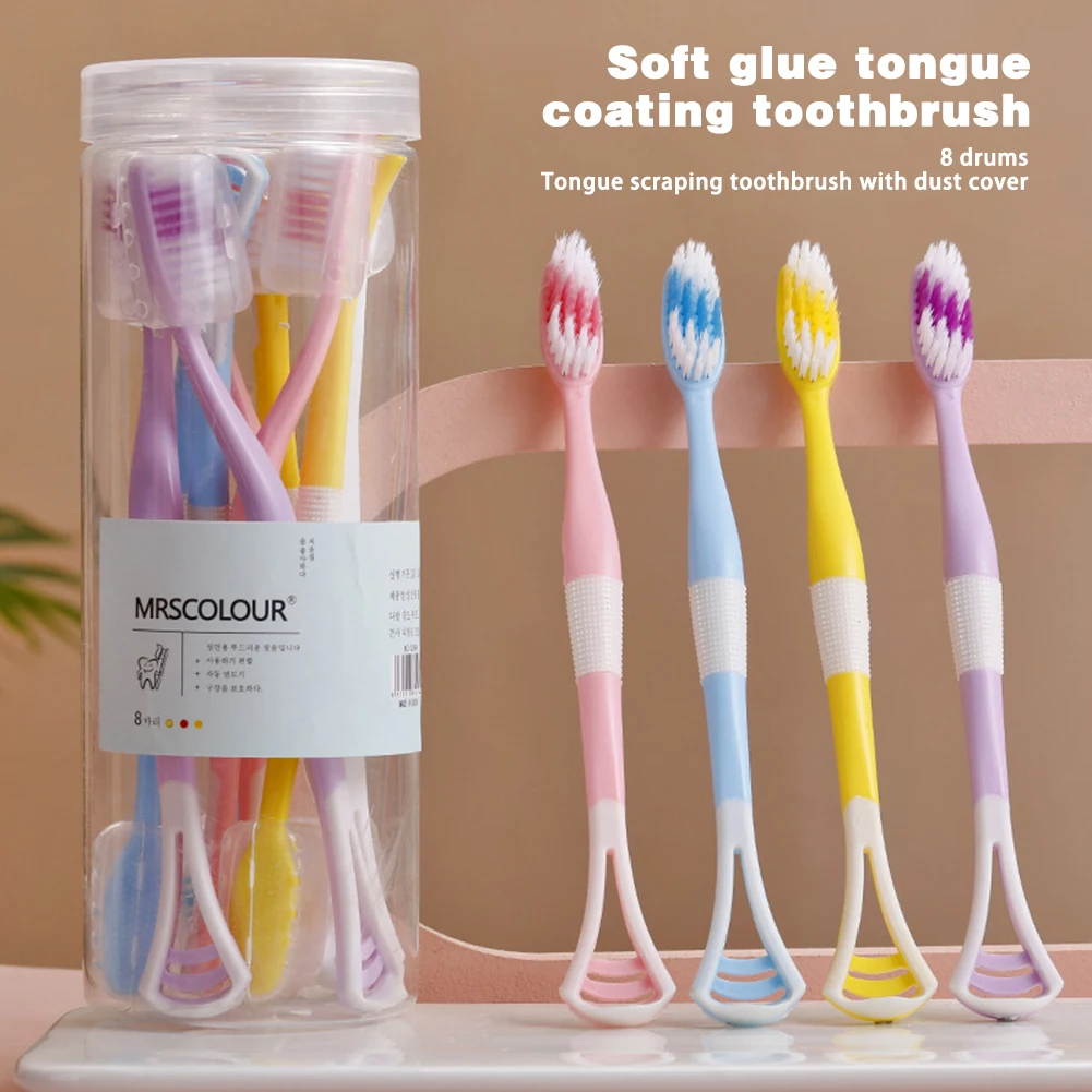 2 In 1 Toothbrush Double Head Tongue Cleaning Brush Super Soft Non-Slip Tooth Cleaning Brush For Adults Oral Cleaning Supplies