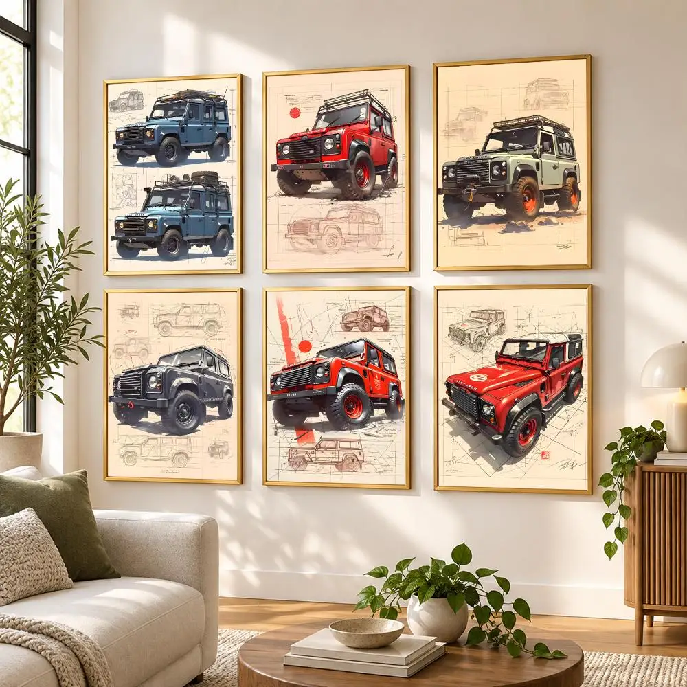 1p,Camel Trophy Defender Poster HD art sticky wall waterproof home living room bedroom bar aesthetic decoration
