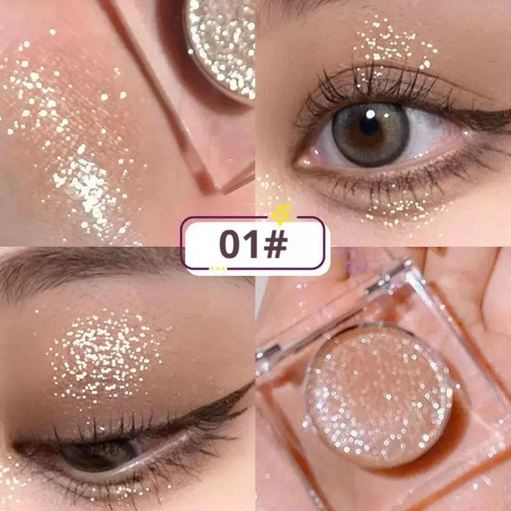 1Pc Diamond Glitter Oogschaduw Glanzend Parelmoer Wit Bruin met Flash Oogschaduw Palet Langdurige Ogen Make-up Cosmetica
