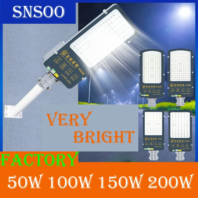 Lampu Jalan LED, lampu jalan LED kekuatan penuh 50W 100W 150W 200W, AC85-265V, lampu sorot luar ruangan, tahan air IP67, taman, jalan raya