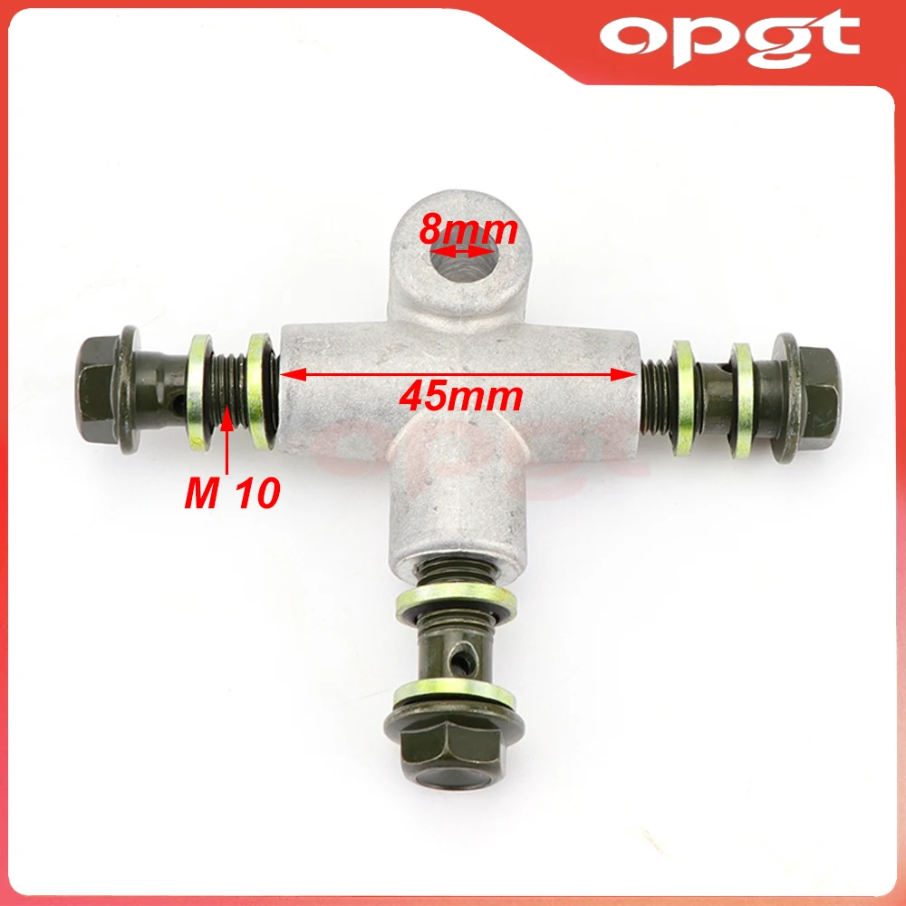 OPGT ATV Kart Hydraulic Brake Line Tee Hose Connector 3 Way T Adapter With M10x1.25 Banjo Bolt