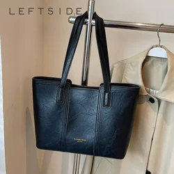 LEFTSIDE Design Retro Big PU Leather Tote Bag for Women 2024 Y2K Retro Fashion Underarm Shoulder Bag Handbags Hand Bag