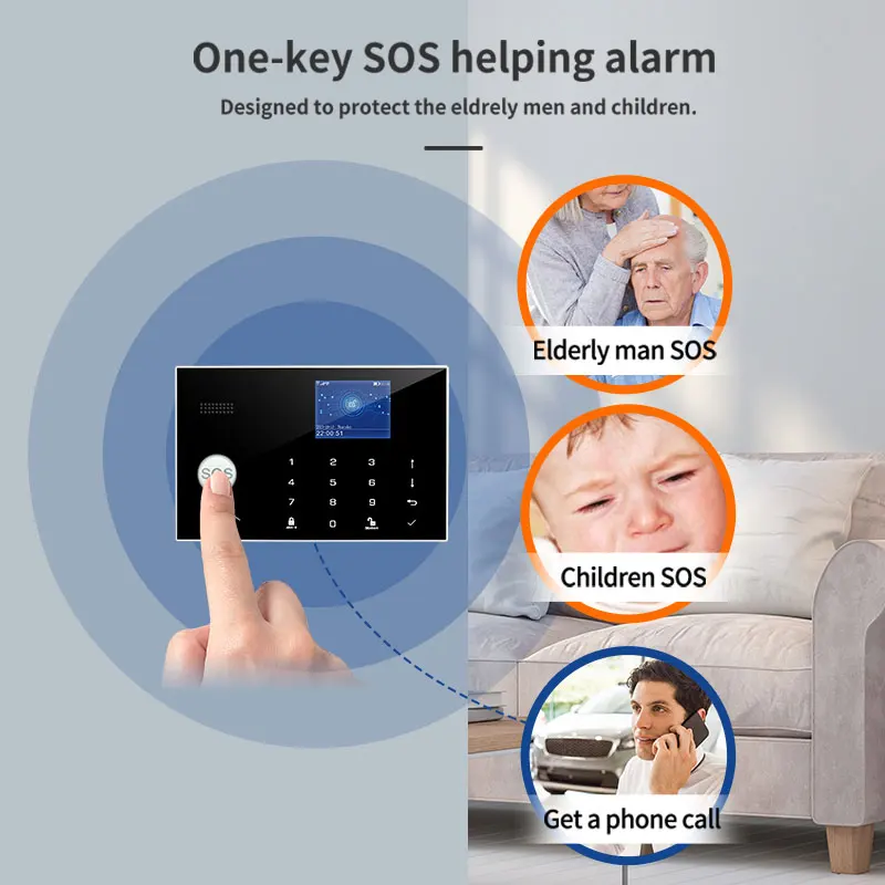 Wifi GSM Home Burglar Alarm System IOS Android Tuya Smart Life APP RFID Touch Keyboard 433MHz Wireless Sensor