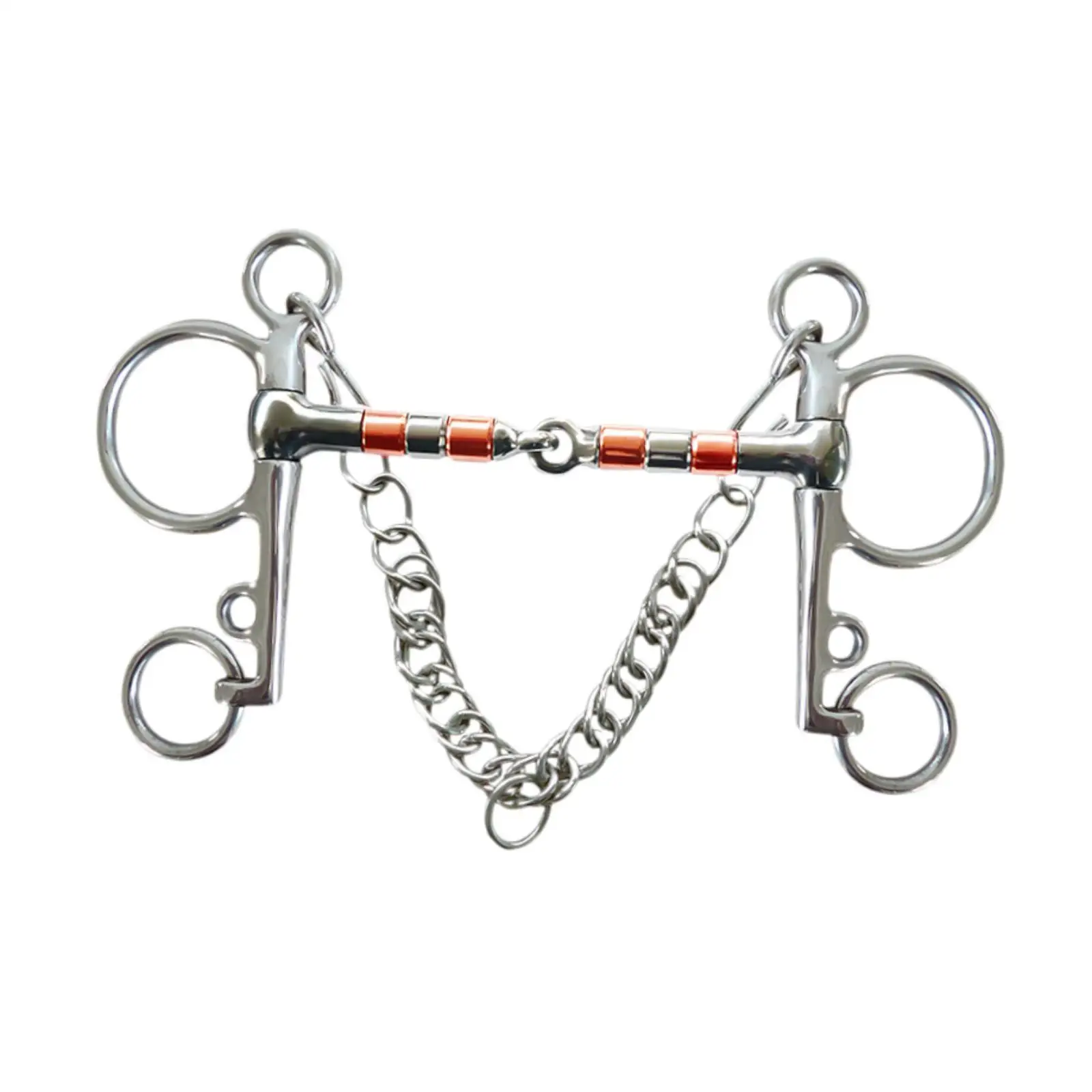Horse Bit Sturdy Loose Rings Snaffle with Hooks, Curb Chain Horse Riding Snaffle Full Cheek Bit for Horse Training Snaffle Bit