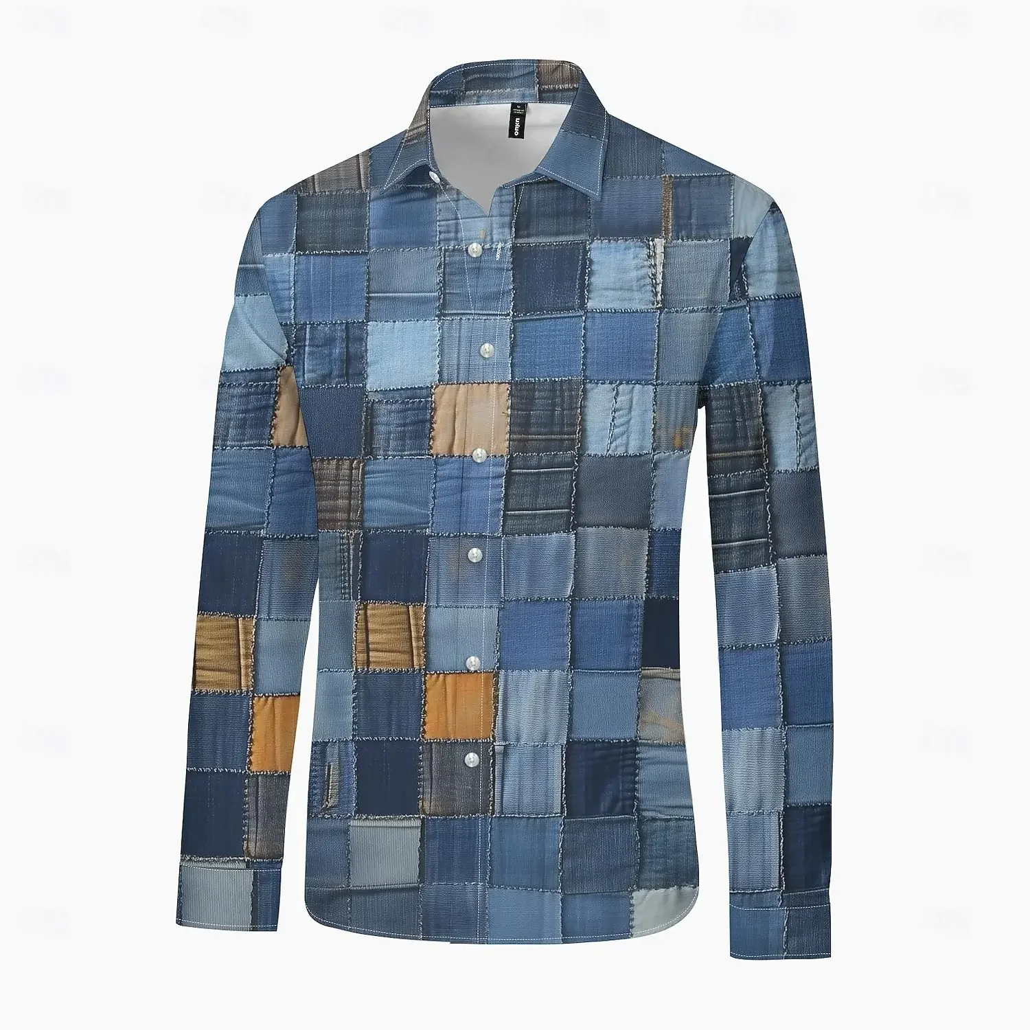 Men colorful geometric pattern 3D printed long-sleeved shirt autumn casual men's clothing business party outdoor large size 6XL