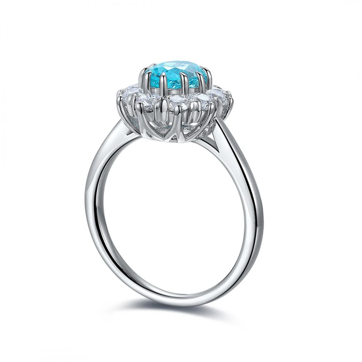 1.38ct 14K 18K White Gold Lab Grown Paraiba Ring Unique Design Paraiba Tourmaline Ring Anniversary For Women Girls