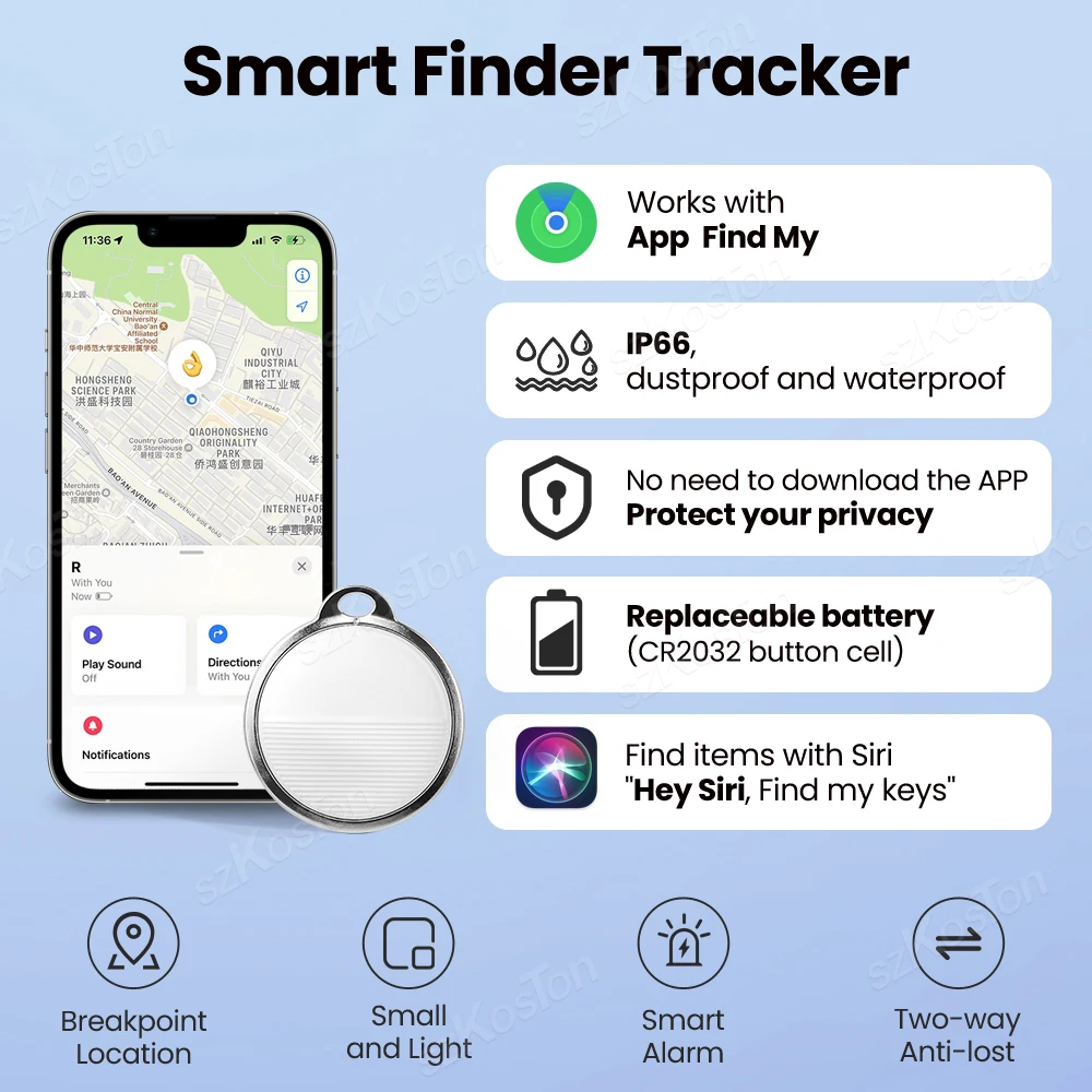 Imagem -02 - Mini Gps Tracker com Bluetooth Smart Tag para Apple Ios Find my App Anti-lost para Chaves Carteira Bolsas Mala Localizador de Bagagem