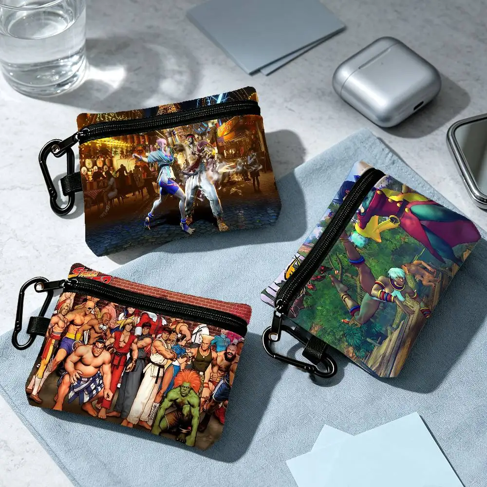 SF Retro Game Street Fighter Gamer Fashion Wear-resistant Oxford Cloth Coin Purse Portable Backpack Hanging Card Storage Bag