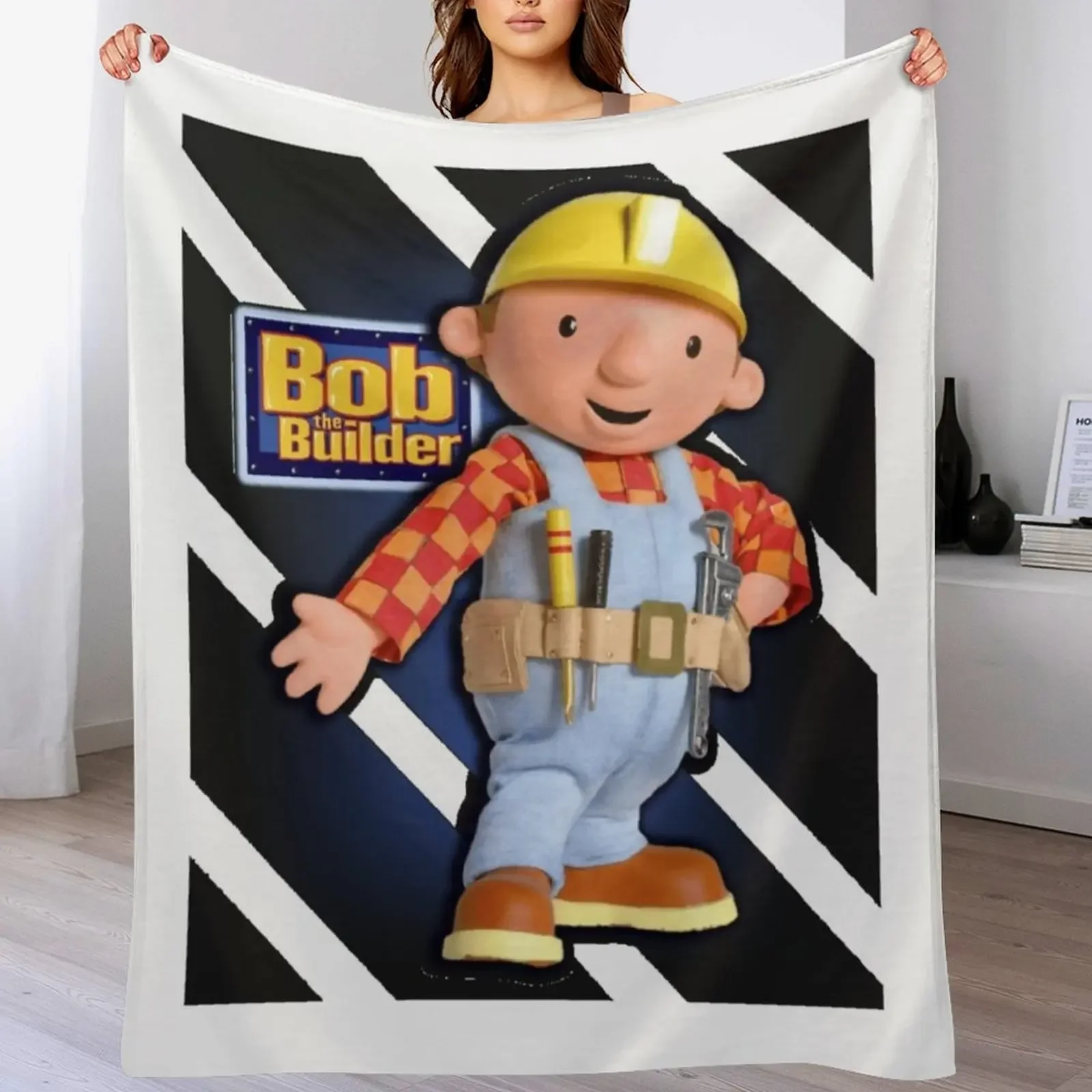 Bob The Builder with shadow Throw Blanket Long Lasting Soft Plush Blanket for Daily Use