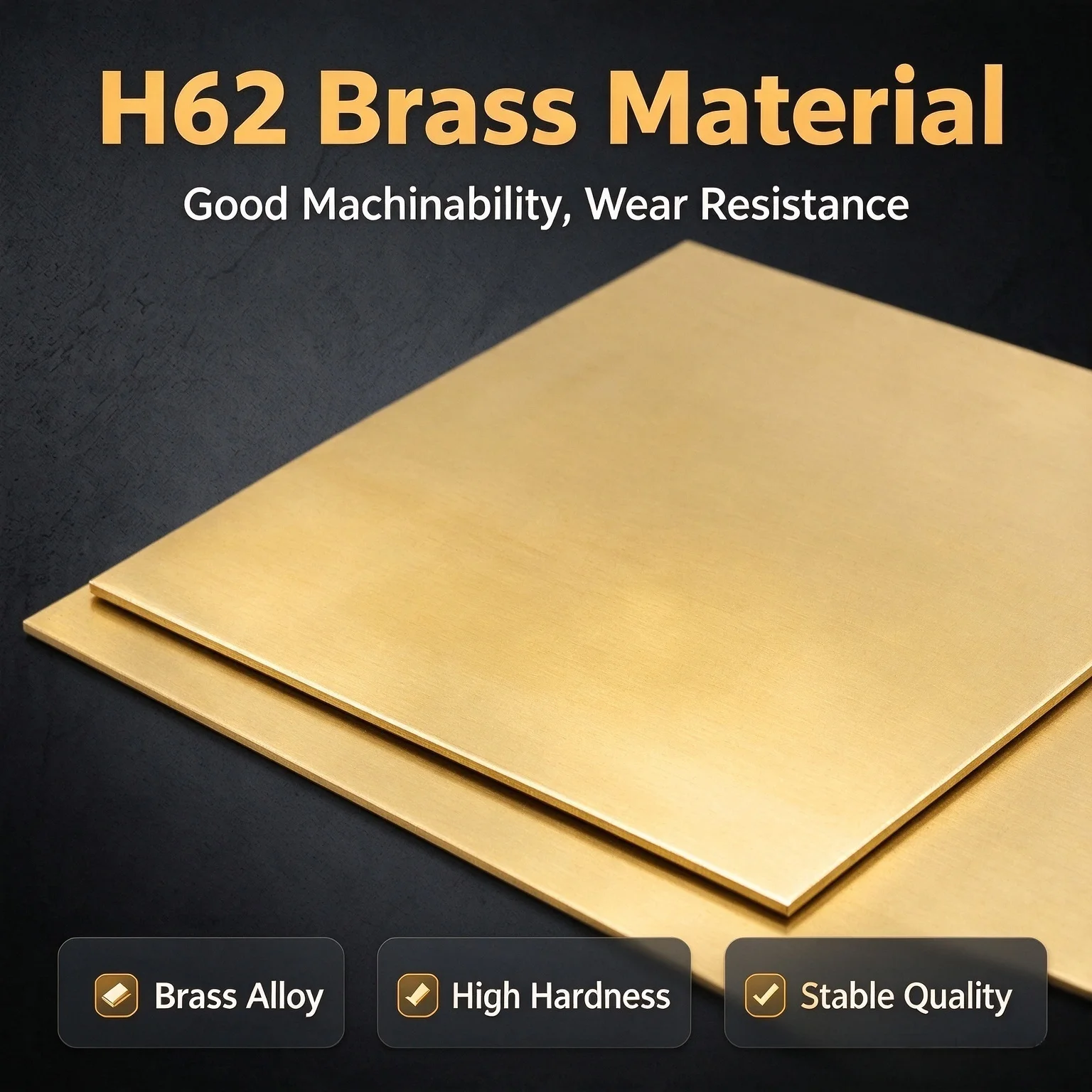 H62 Brass Sheet Solid Brass Plate Custom Size CNC Processed Metal Panel for Handicraft DIY and General Industrial Machining