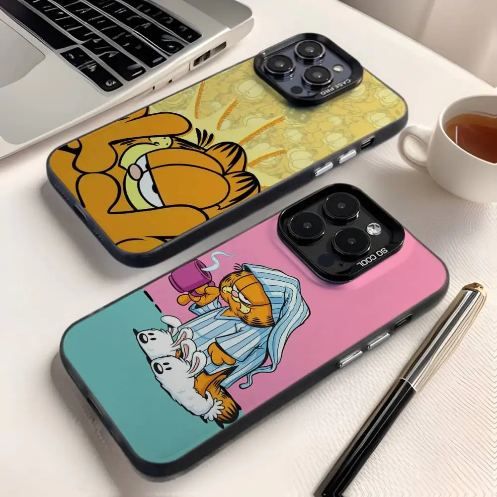 

Cute Cat G-GarfieldeS Phone Case For iPhone 16,15,14,13,12,11,8,7,Pro,Max,Plus,Mini,XS,SE Anti Fall Black Matte Hard
