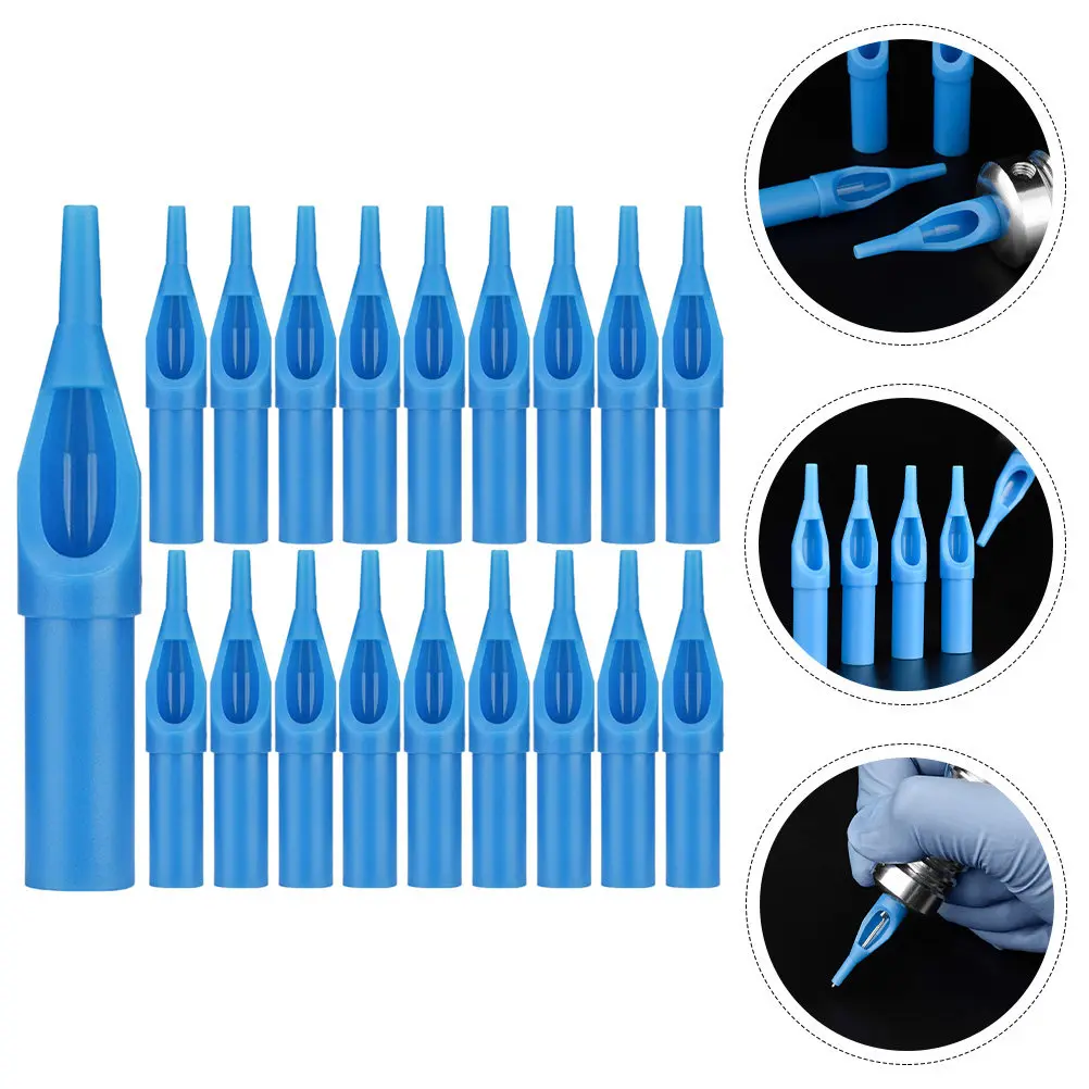 

50Pcs Disposable Tattoos Tips Plastic Curved Slope Design Safe Sanitary Tattooing Needle Nozzles Practical Tubes