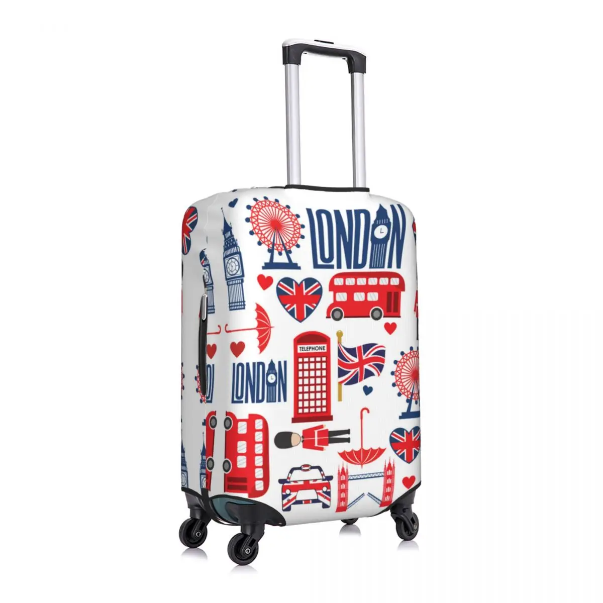 Ilustracja w stylu brytyjskim pokrowiec na walizkę Big Ben Love London rejs wakacje przydatne ochraniacz walizka