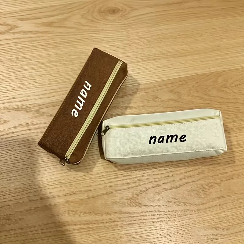 1Pcs Custom Personalized Name Pencil Case, Solid Color Pencil Case, High Aesthetic Value, Simple Stationery Bag, Portable Storage for Students, Small Gift, Durable Canvas Pencil Bag, Simple Solid Color, Large Capacity
