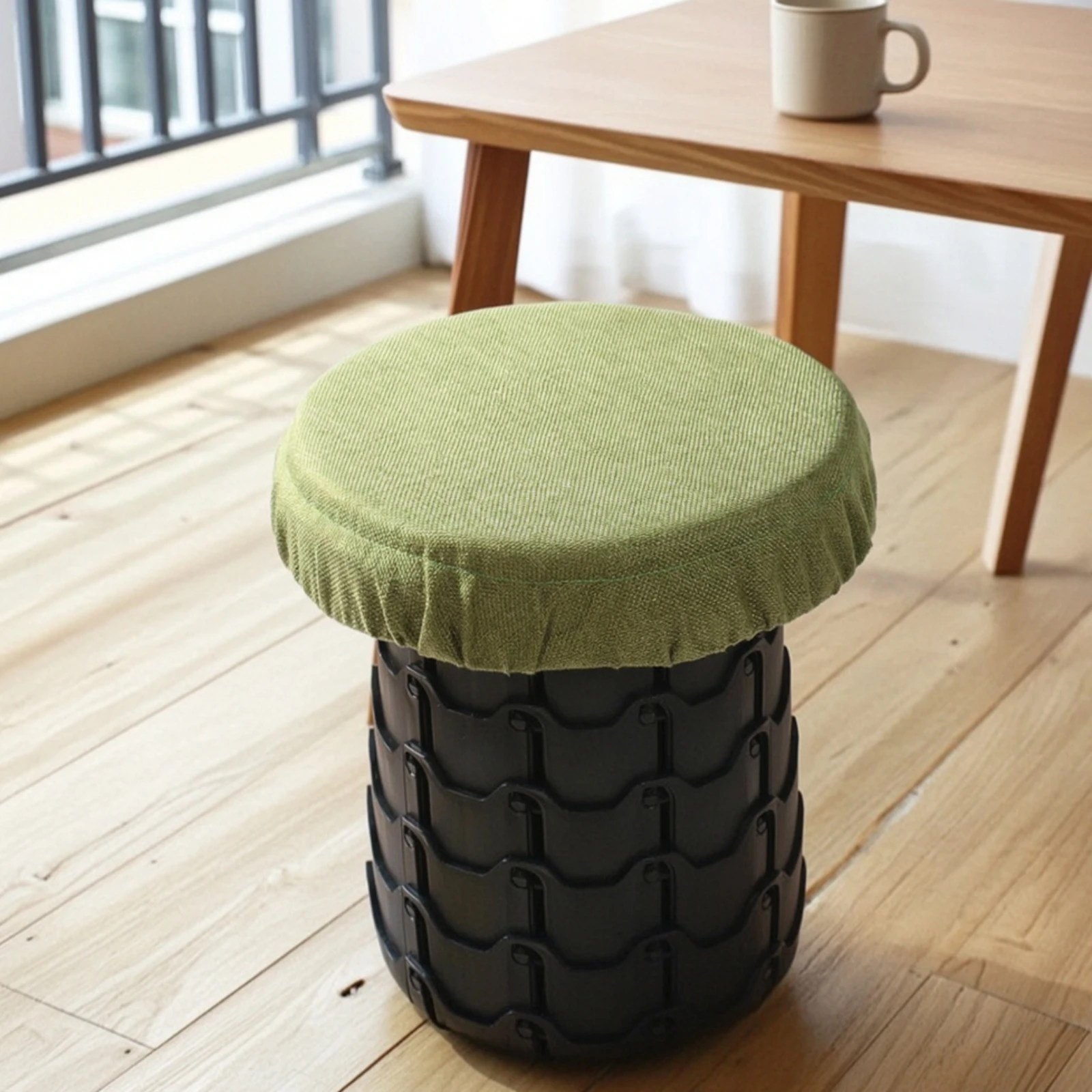 Stool Cushion Cover Linen-Textured Stool Cover with Elastic Skirt Comfortable Compact for Campers, Folding Stools, Camping