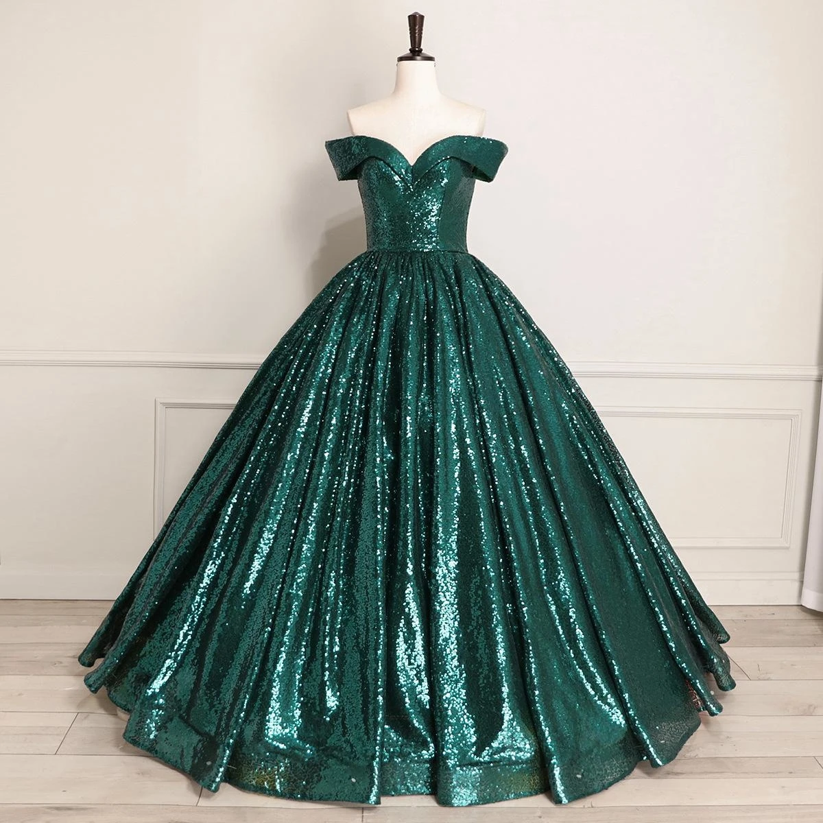 Ashely Als Real Picture Sequined Quinceanera Dresses Off Shoulder Lace Up Sweet 16 Year Birthday Party Dress Vestido De 15 Anos