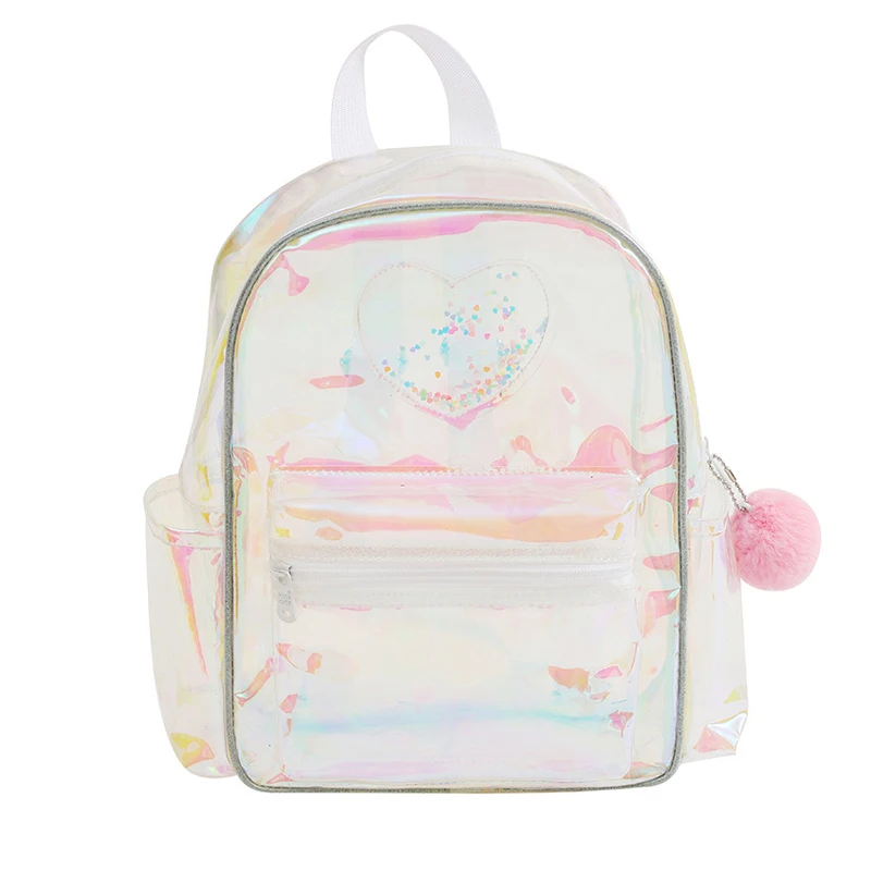 Sac à dos transparent en PVC étanche pour filles, sac d\'école, sac à dos d\'extérieur décontracté, sac de voyage mignon pour enfants, mode de style