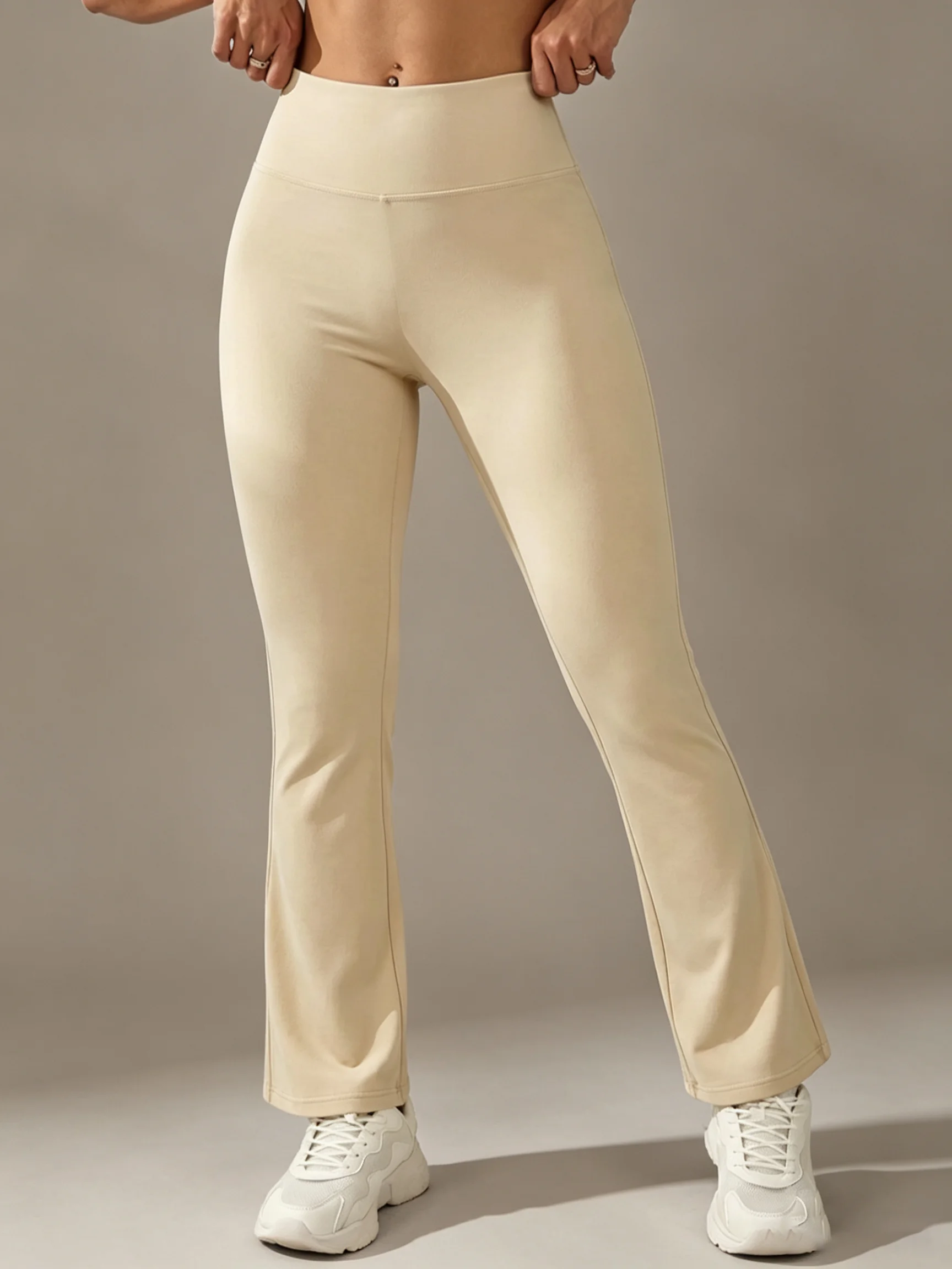 Women High Waisted Waist Cinching Hip Lifting Fitness Exercise Elastic Bell Bottom Pants Women Casual Outdoor Running Yoga Pants