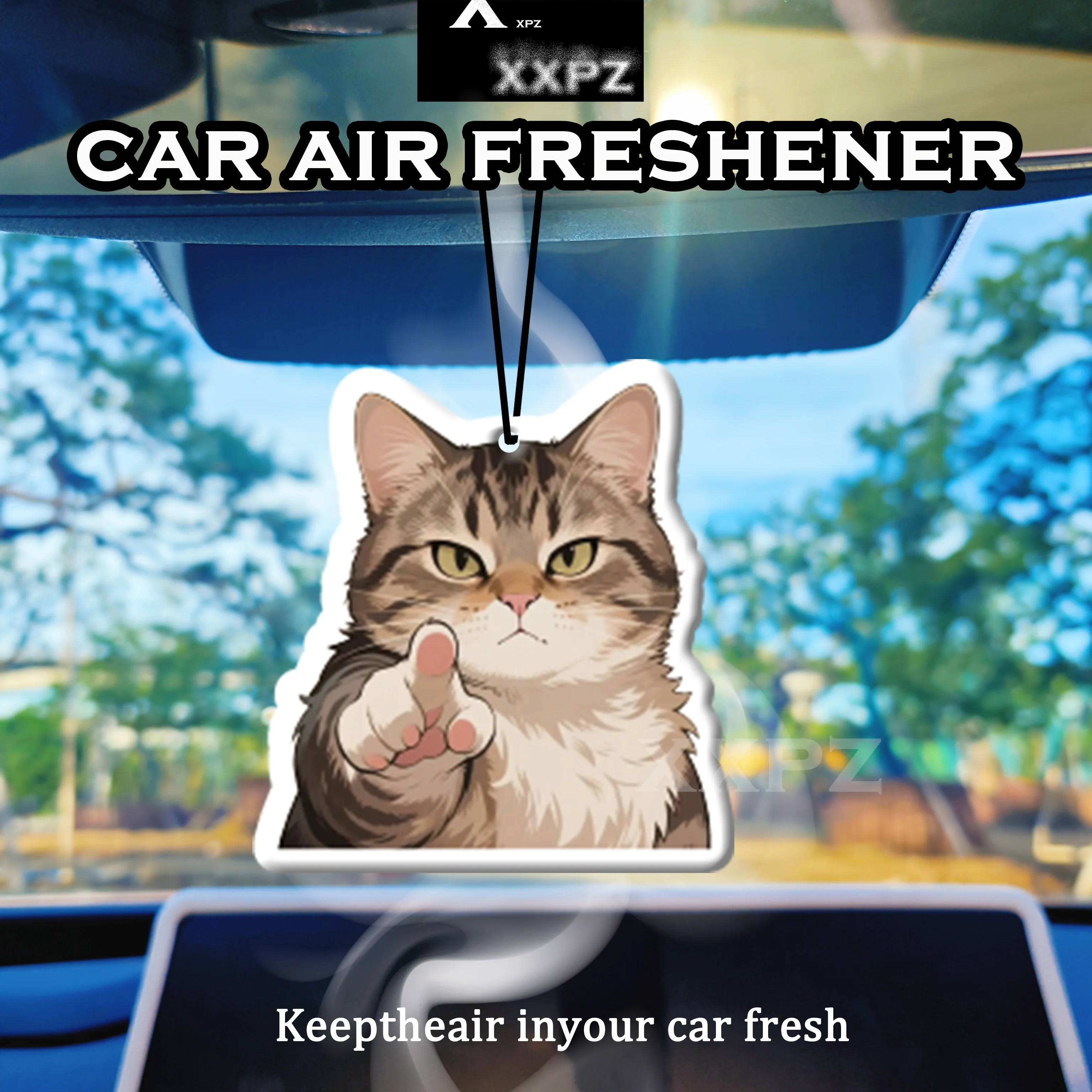 1/3pcs Pointing Cat Car Air Freshener Auto Parts Car Hanging Funny Cat Pointing Design Interior Decor Gift for Friends New Car