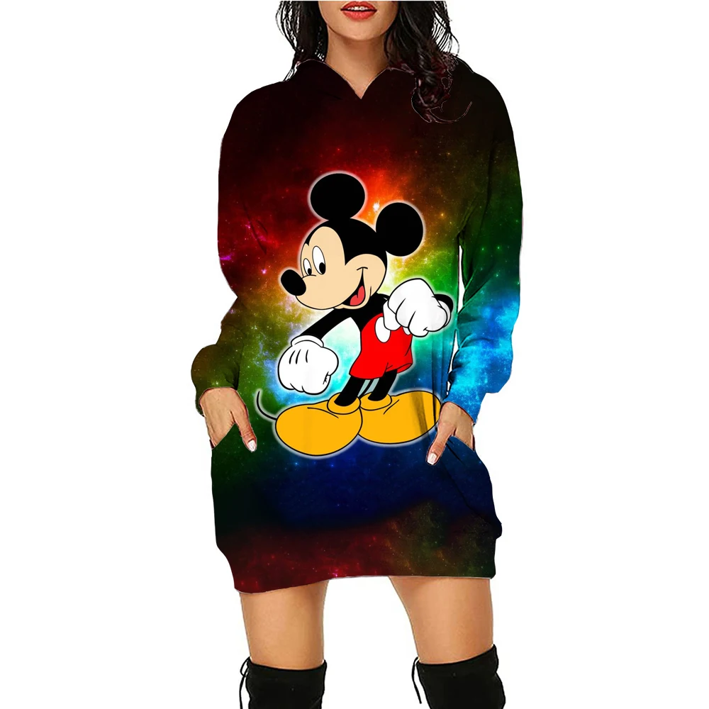 Mini Dress Elegant Dresses for Women Disney Prom Minnie Mouse Luxury Party Hoodie Long Sleeves 2024 Mickey Woman Clothes Kawaii