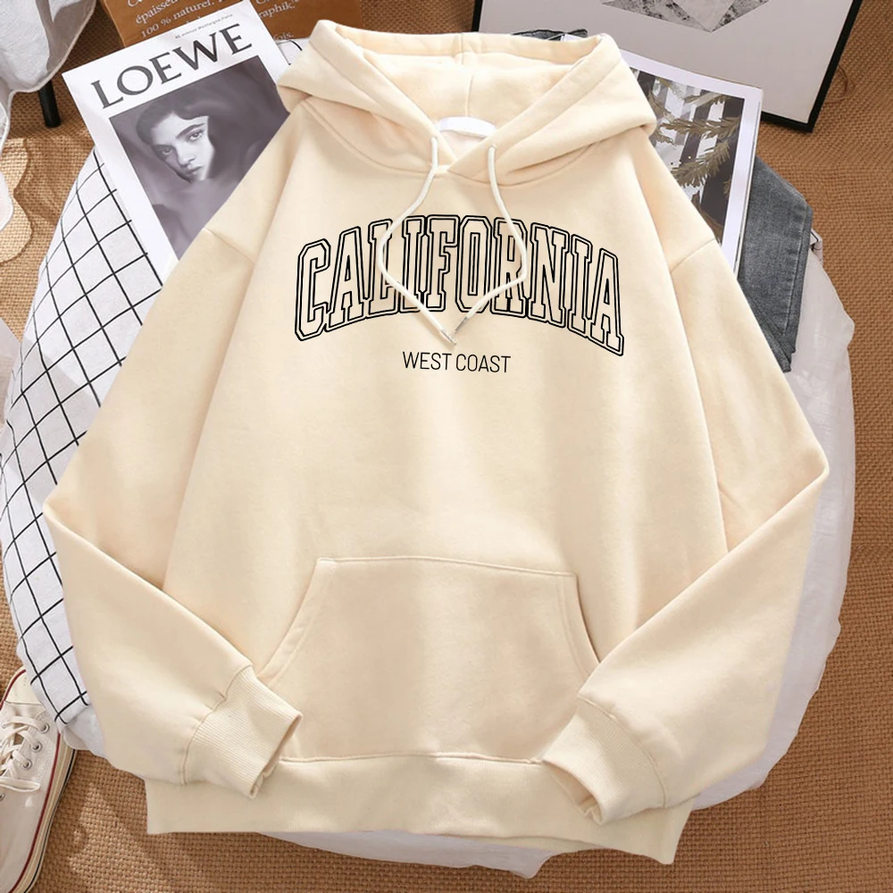 California West Coast Printed Men Hoodies Street Crewneck Hoodie Autumn Graphic Oversizehoody Hip Hop Casual Fleece Clothes