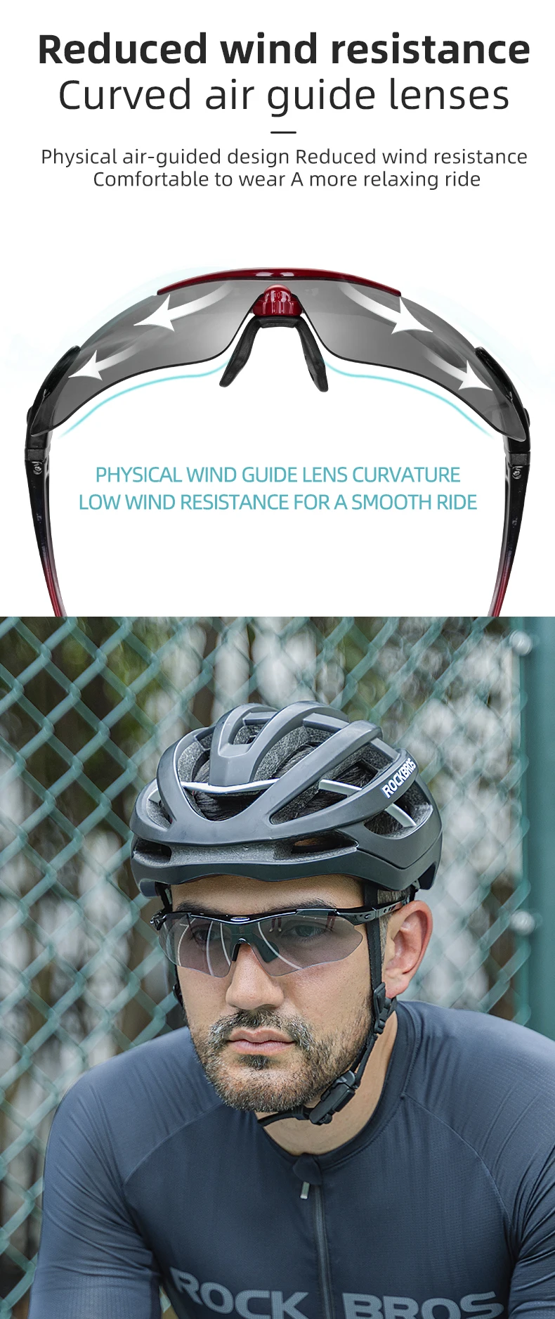ROCKBROS Fahrrad Brille Photochrome Radfahren Sport Sonnenbrille Brillen Männer Frauen UV400 Outdoor MTB Rennrad Brille Gläser – Detail 13