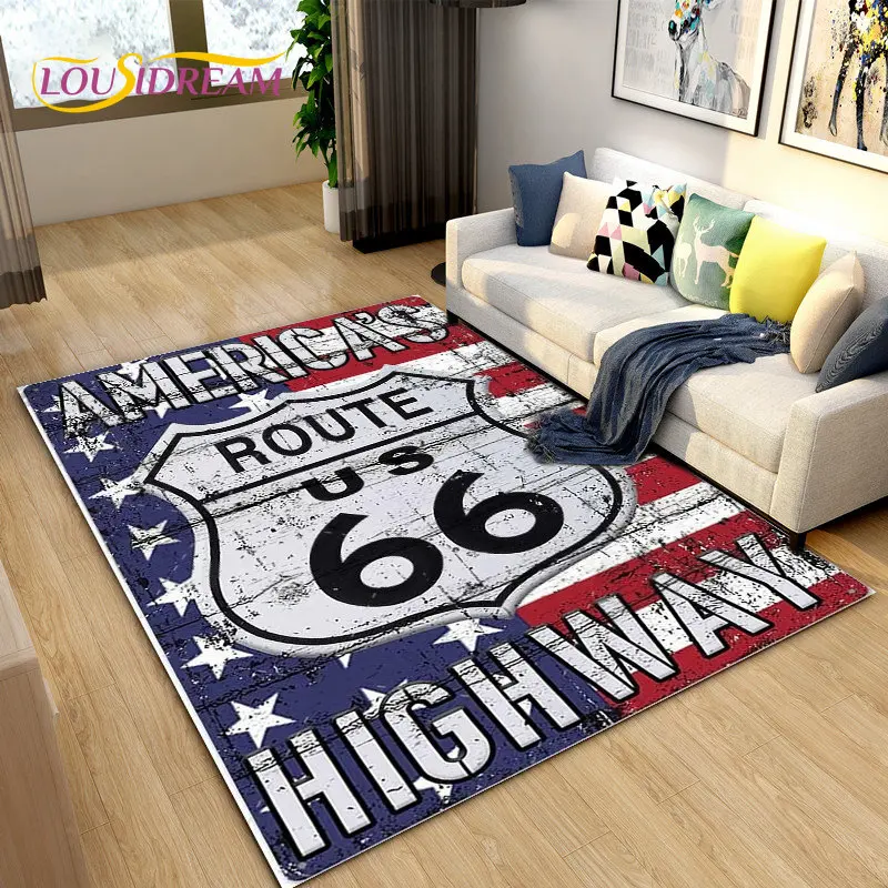 Historic Route 66,Mother Road,mãe estrada Area Rug,Carpet Rug for Home Living Room Bedroom Sofa Doormat Decor,Non-slip Floor Mat