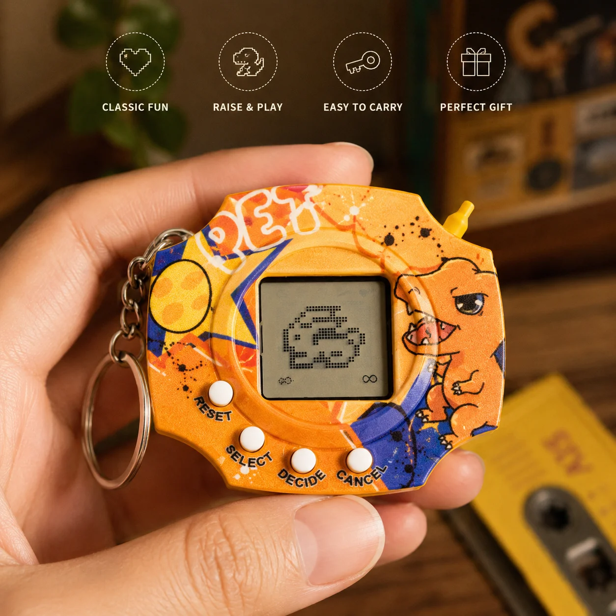 Virtual Dinosaur Pet Keychain Game Console Retro Electronic Pet Feeding Machine Pixel Funny Decompression electronic toys Gift