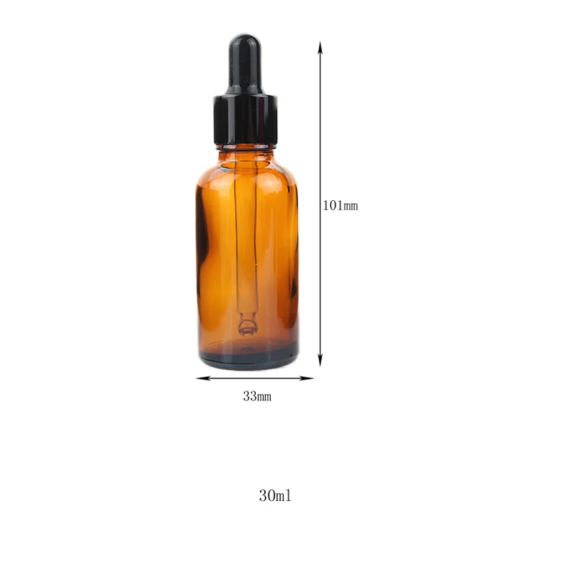 6/12/24/30pcs Empty Dropper Bottles 30ml Amber Glass Refillable Cosmetic Perfume Bottles With Pipette For Essential Oil Aromath