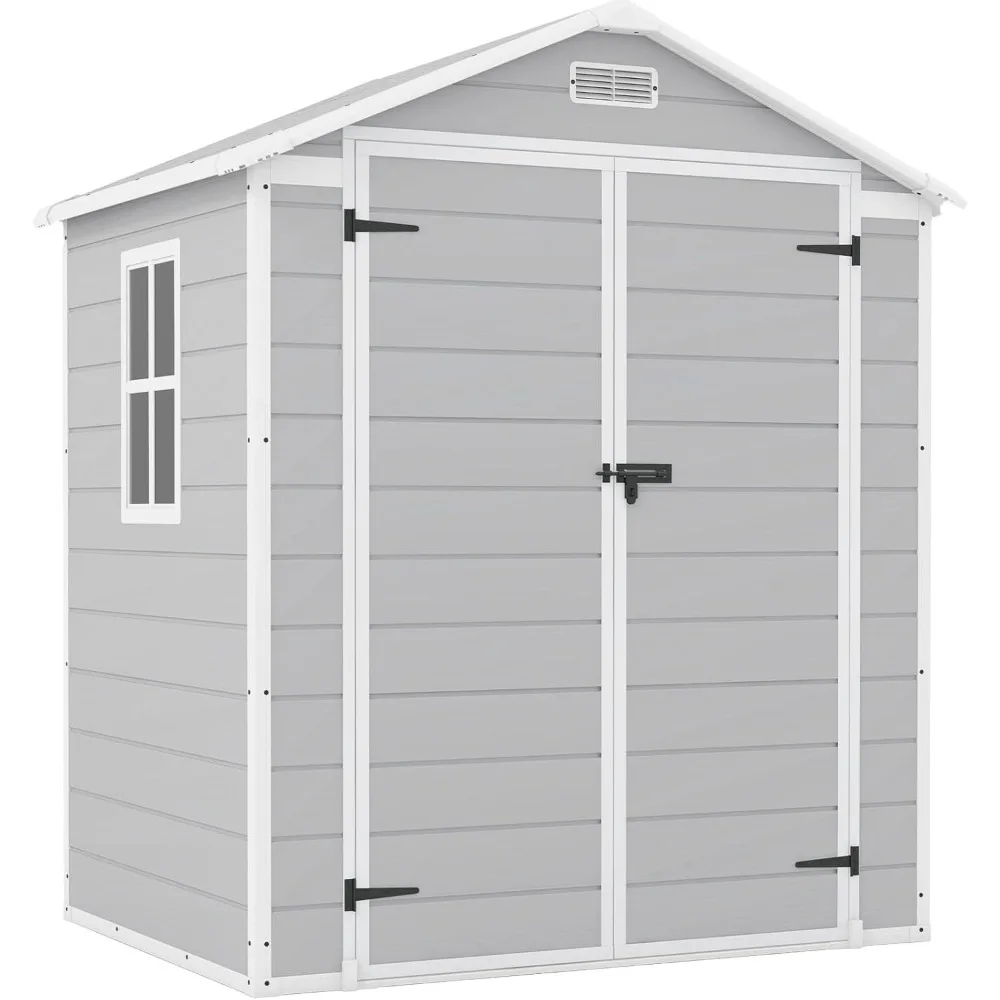 

6x4 FT Plastic Outdoor Storage Shed, Resin Shed Perfect to Store Patio Furniture, GardenTools Bike Accessories, Beach Chairs