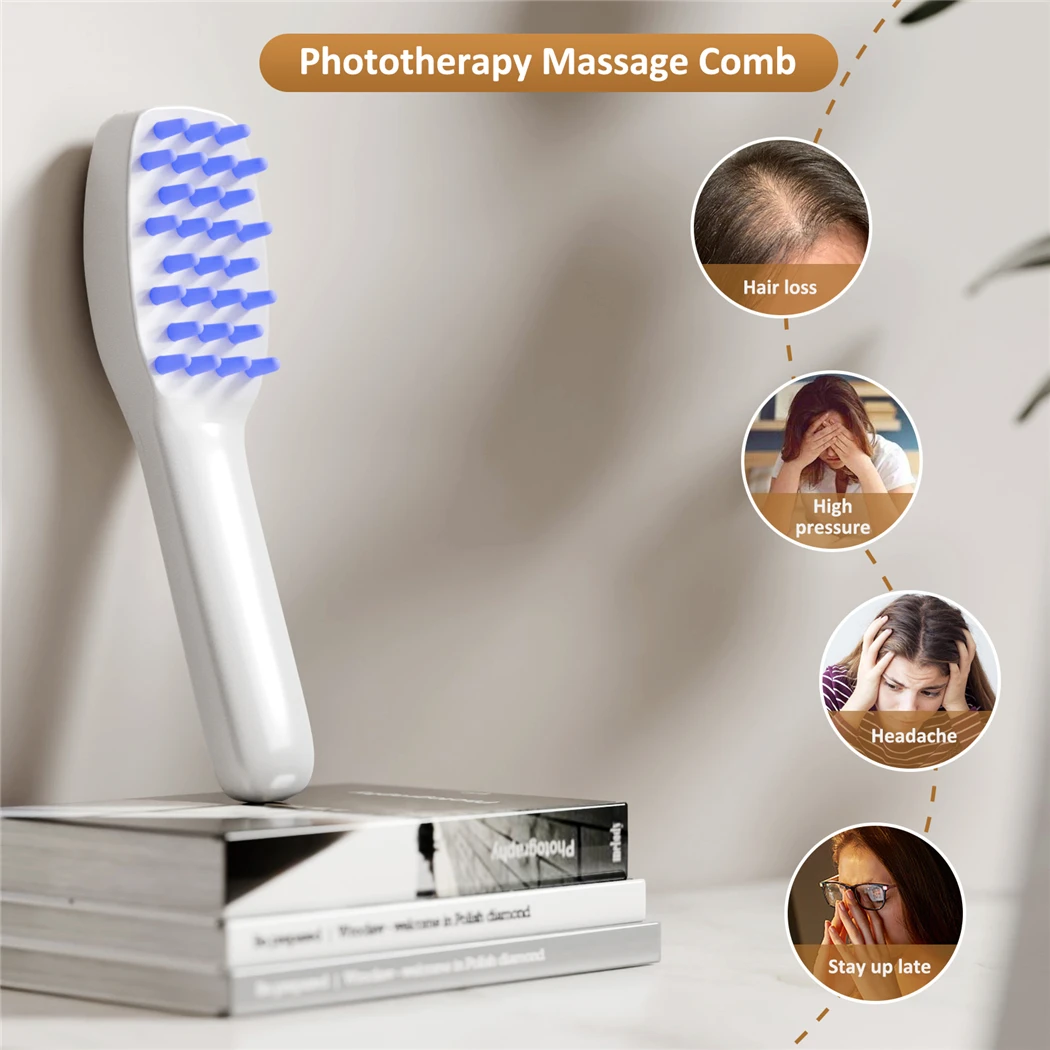 Electric Infrared Massage Hair Comb Hair Growth Anti Loss Micro-current Vibration Head Massager Scalp Wireless Brush Hair Care