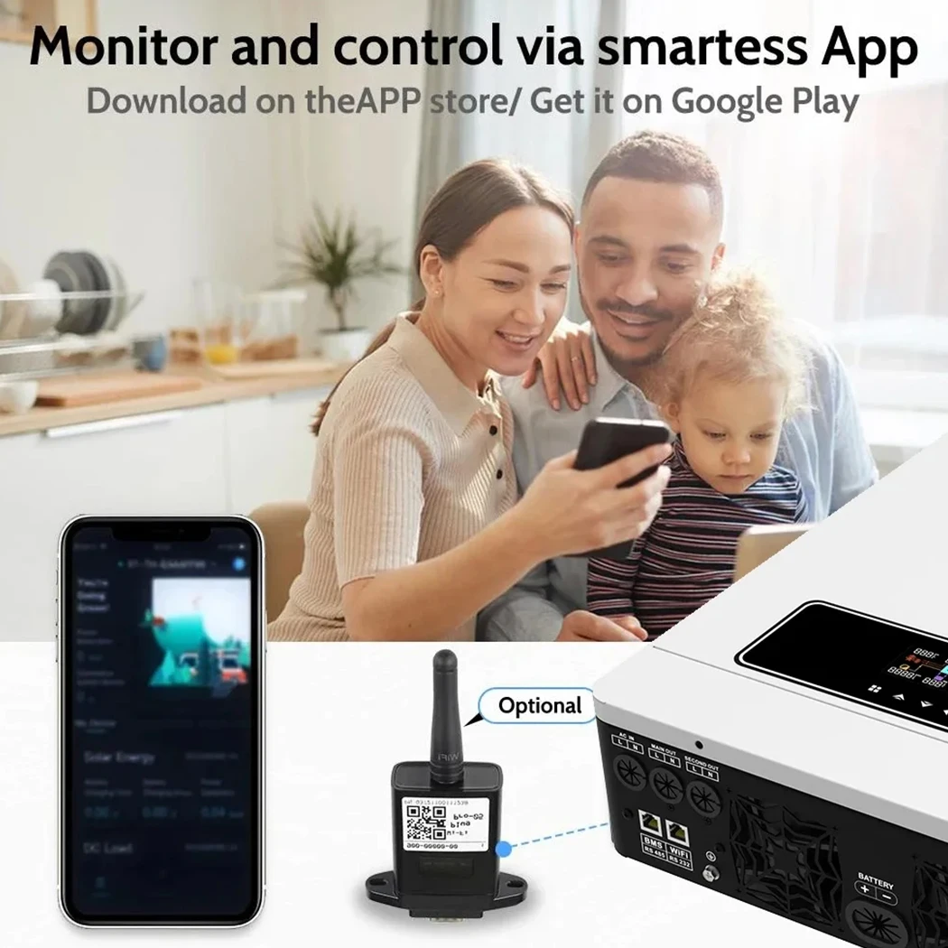 ECGSOLAX 4.2KW MPPT PV Max 500VDC العاكس موجة جيبية نقية محرك الطاقة الشمسية خارج الشبكة الهجين العاكس 24 فولت