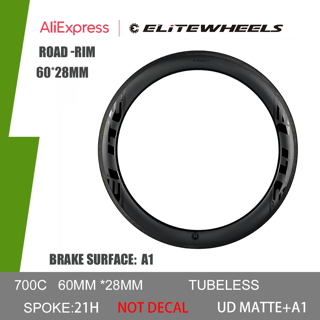 

ELITEWHEELS 700c 38/45/47/50/60mm Depth Carbon Road Bicycle Rims Bike UD Matte A1 Hot Products Promotion