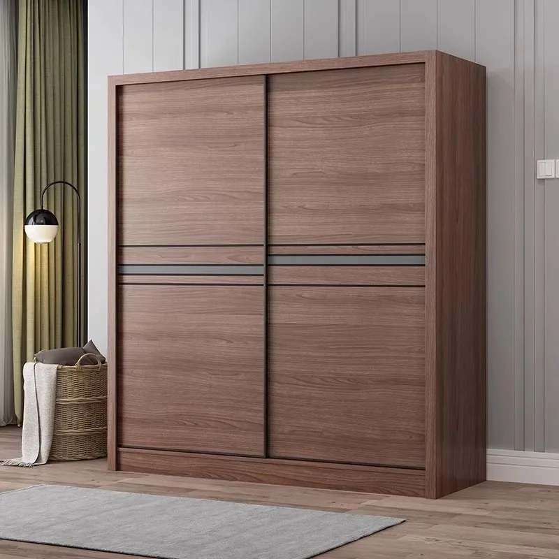 Custom Modern Sliding Wardrobe Glass Door with Wooden Pandel Bedroom Furniture for Home Hotel Villa Closet Storage