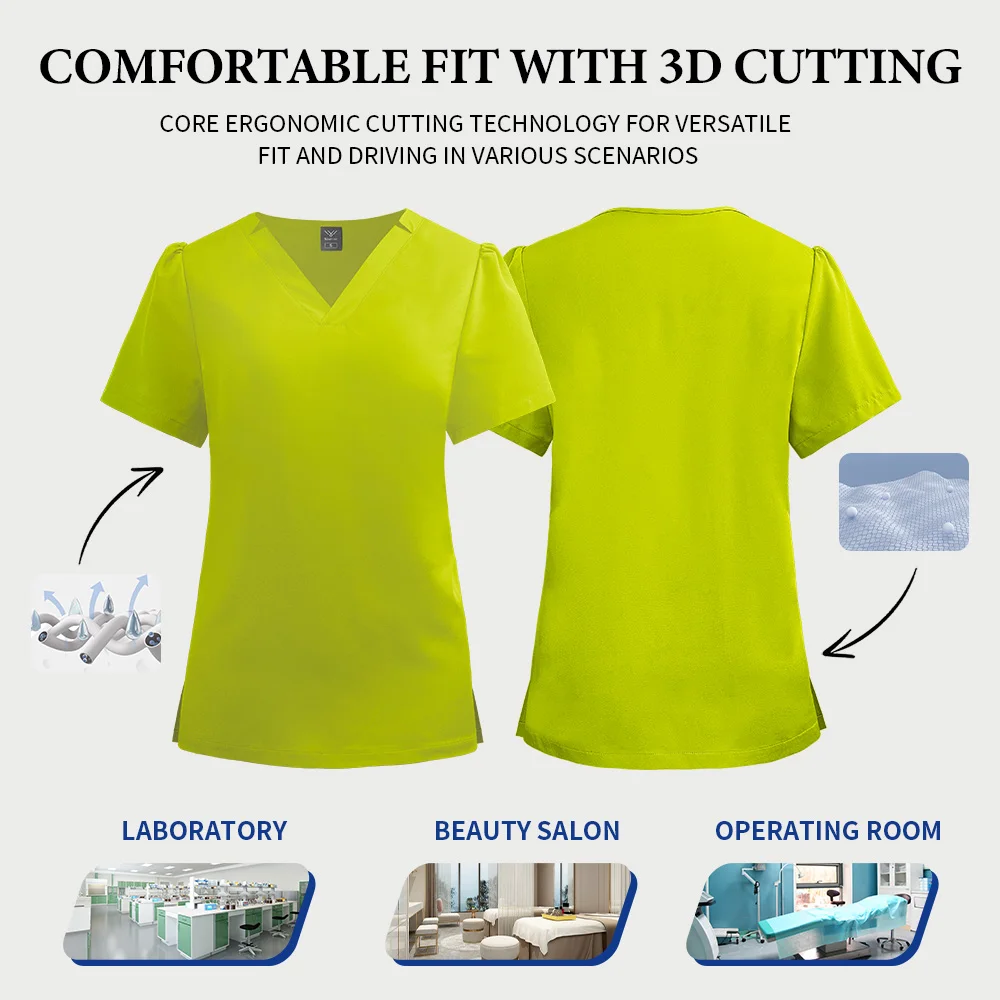 Niaahinn Medical Doctor Costume Women Nurse Surgical Uniforms Scrub Set Beauty Salon Work Clothes Scrubs Tops Pants Nursing Suit