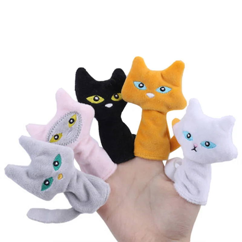 Soft Stuffed Toy Doll Animal Plush Doll Educational Baby Toys Cat Dog Dinosaur Giraffe Tiger Bunny Kawaii Hand Finger Puppet