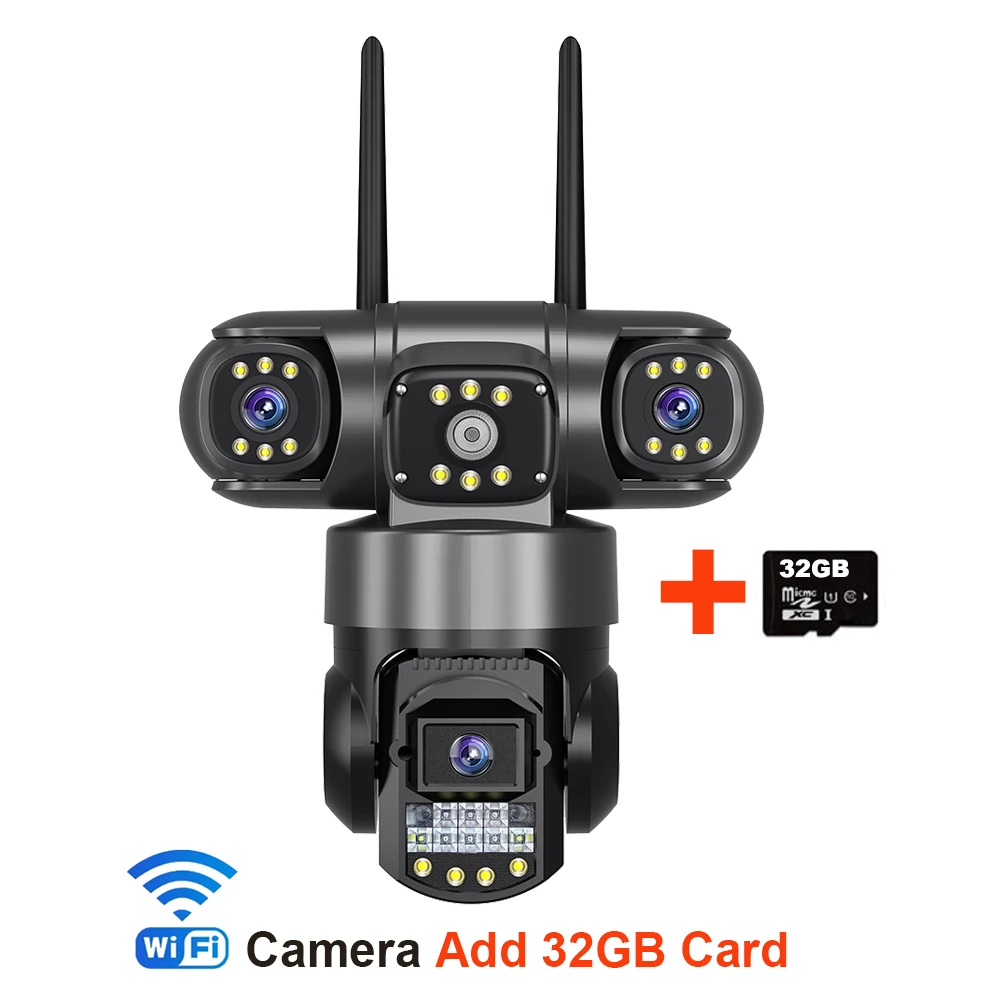 V380 Pro WiFi IP Camera Buiten 12MP 6K Drievoudige lenzen Drievoudige schermen Beveiliging Videomonitor Nachtzicht Waterdichte CCTV-camera's