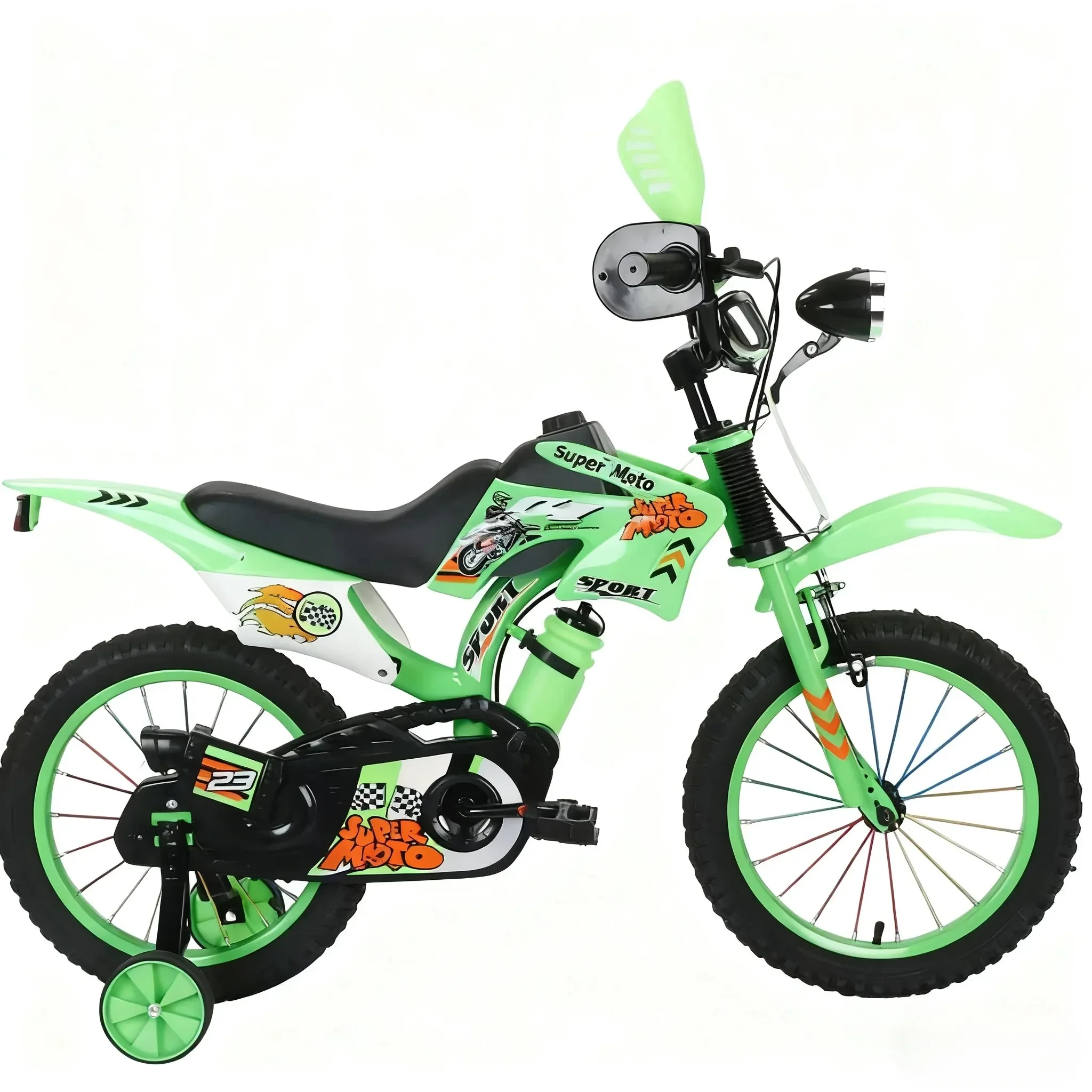 دراجة نارية للأطفال على الطرق الوعرة باللون الأخضر عبر الحدود مقاس 12/16 بوصة للجنسين دراجة أطفال للبنين والبنات #2